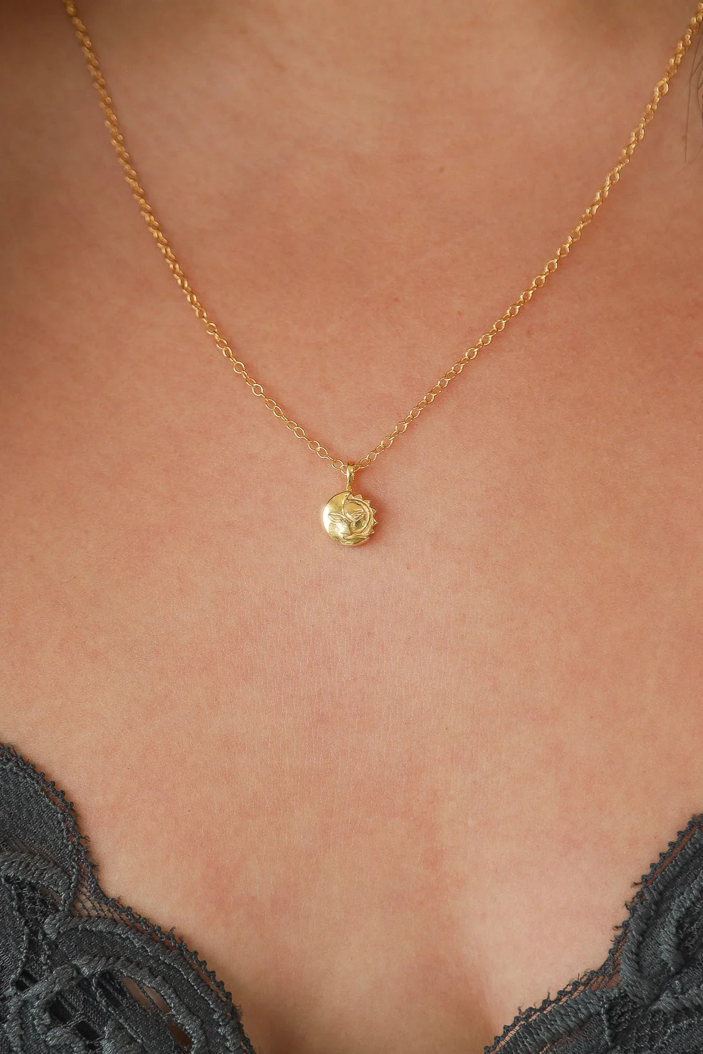 Gold Sun and Moon Necklace - Image 3