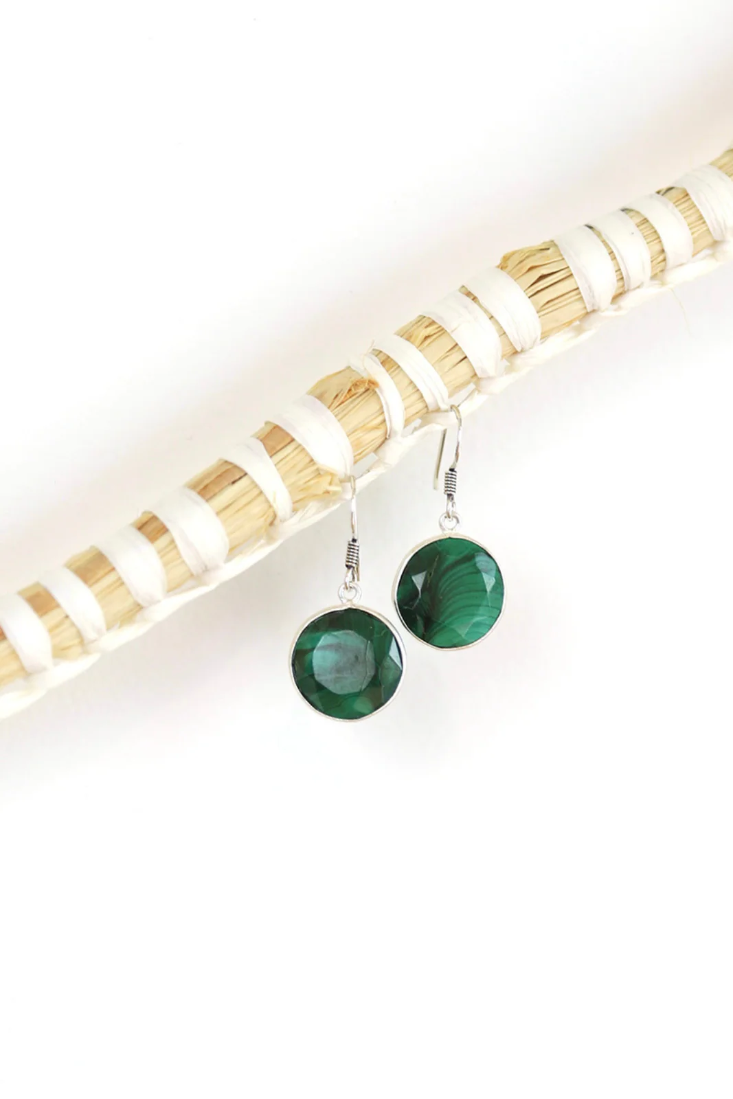 Malachite Round Faceted Drops - Image 2