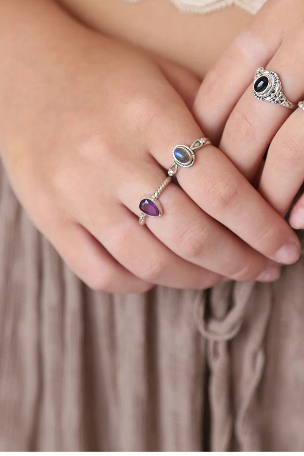 Amethyst Teardrop Cruz Ring - Image 3