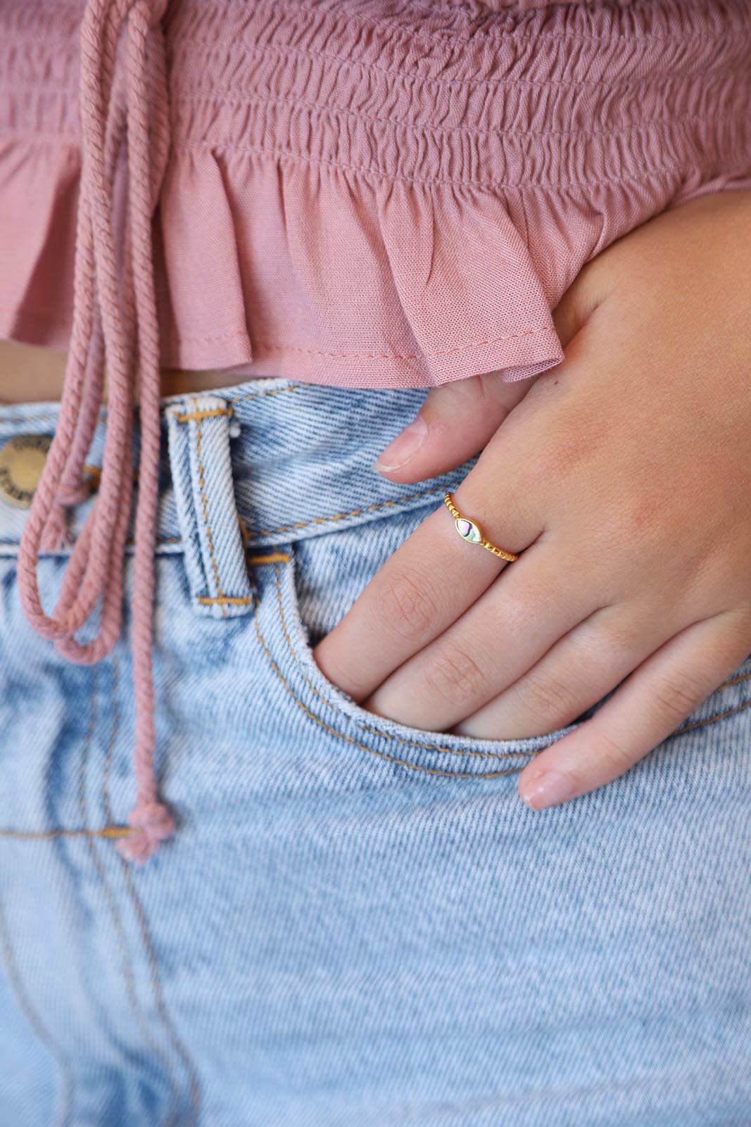Gold Paua Shell Oli Tiny Ring - Image 2