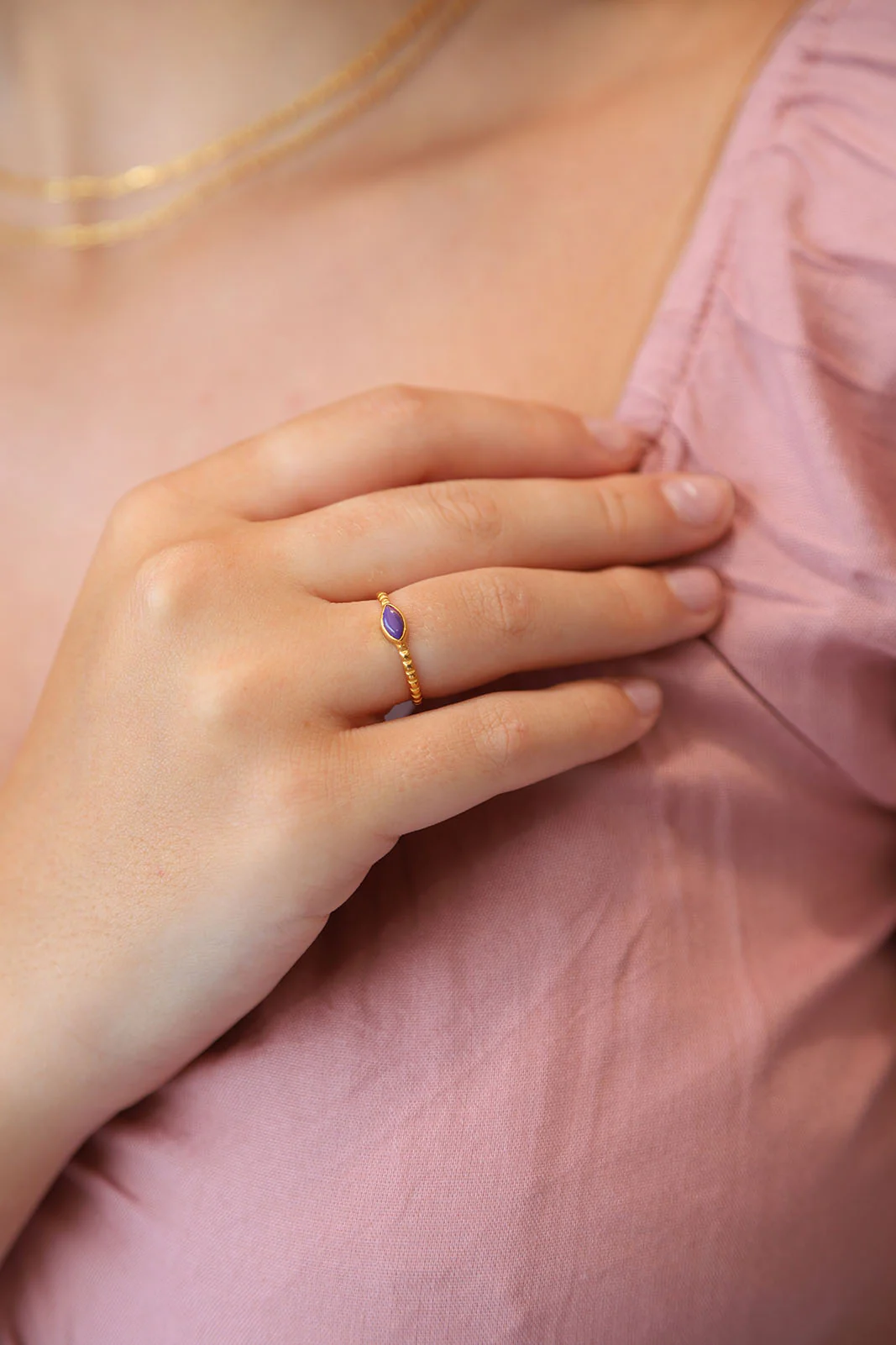 Gold Purple Turquoise Oli Tiny Ring - Image 2