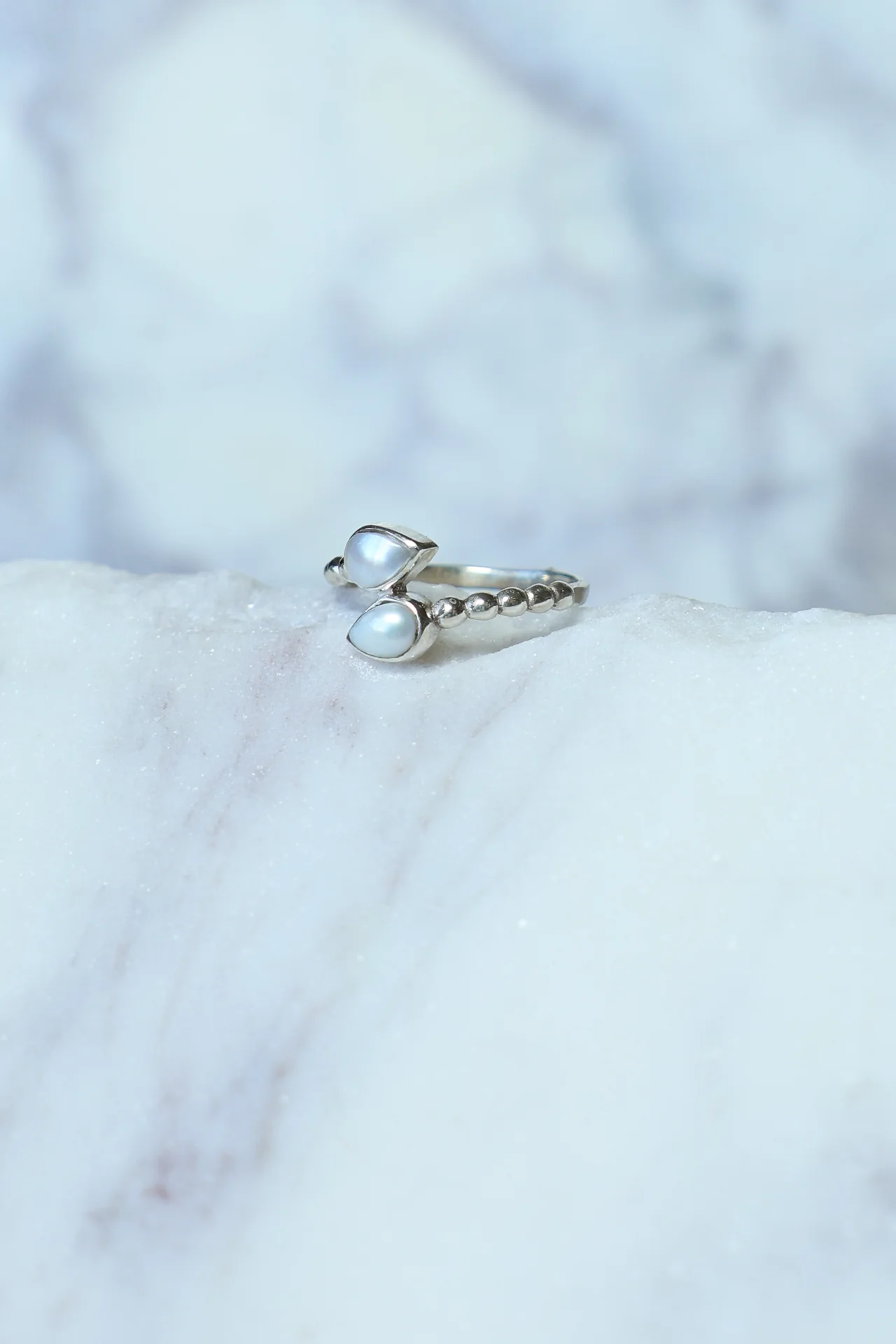 Pearl Double Leaf Wrap Ring