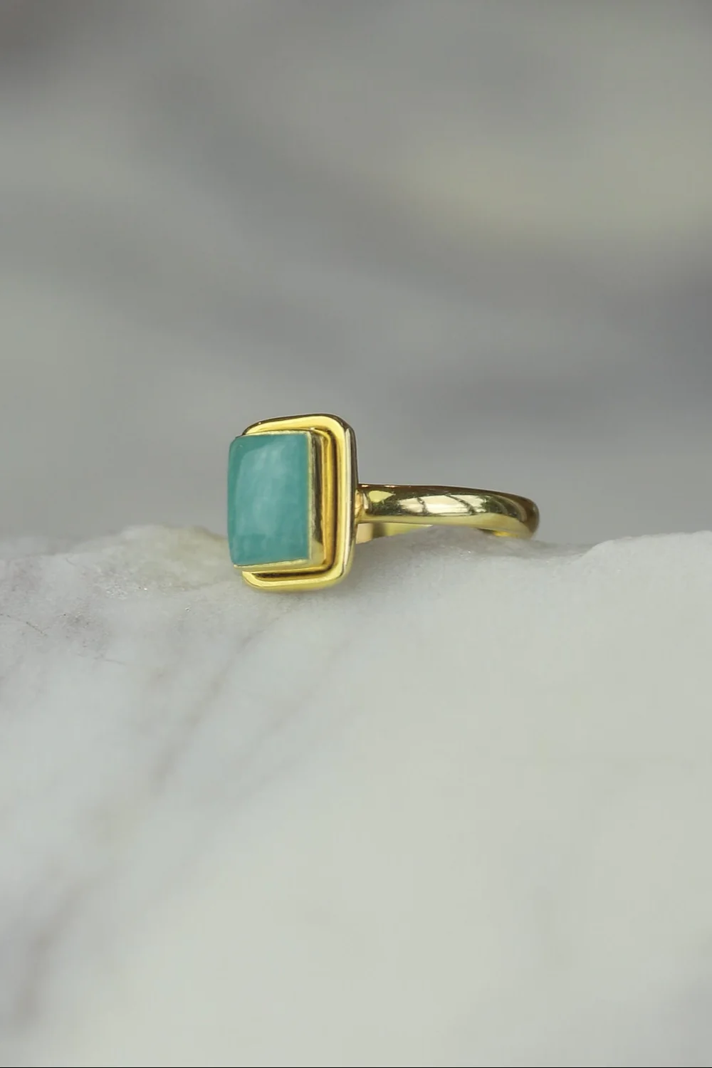 Amazonite Gold Ezra Rectangle Ring - Image 3