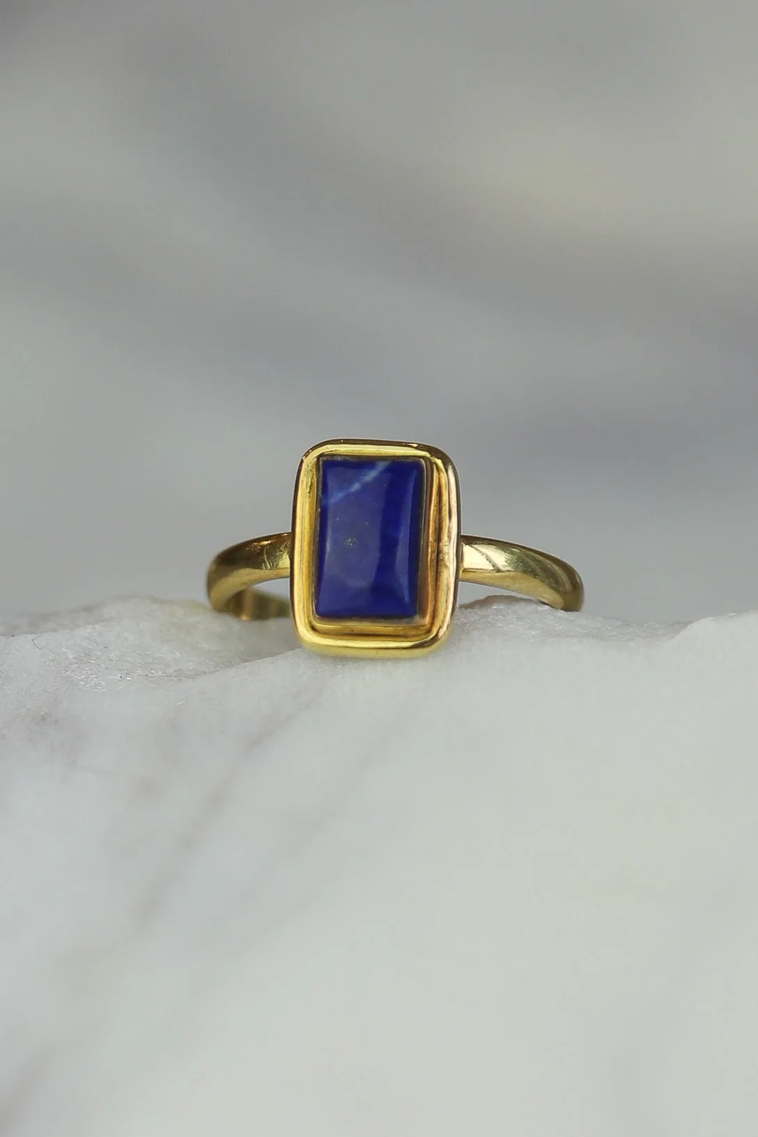 Lapis Gold Ezra Rectangle Ring