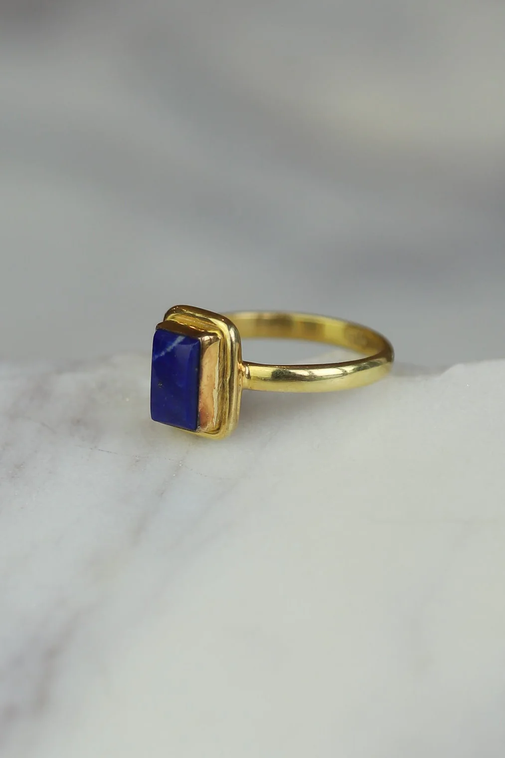 Lapis Gold Ezra Rectangle Ring - Image 3