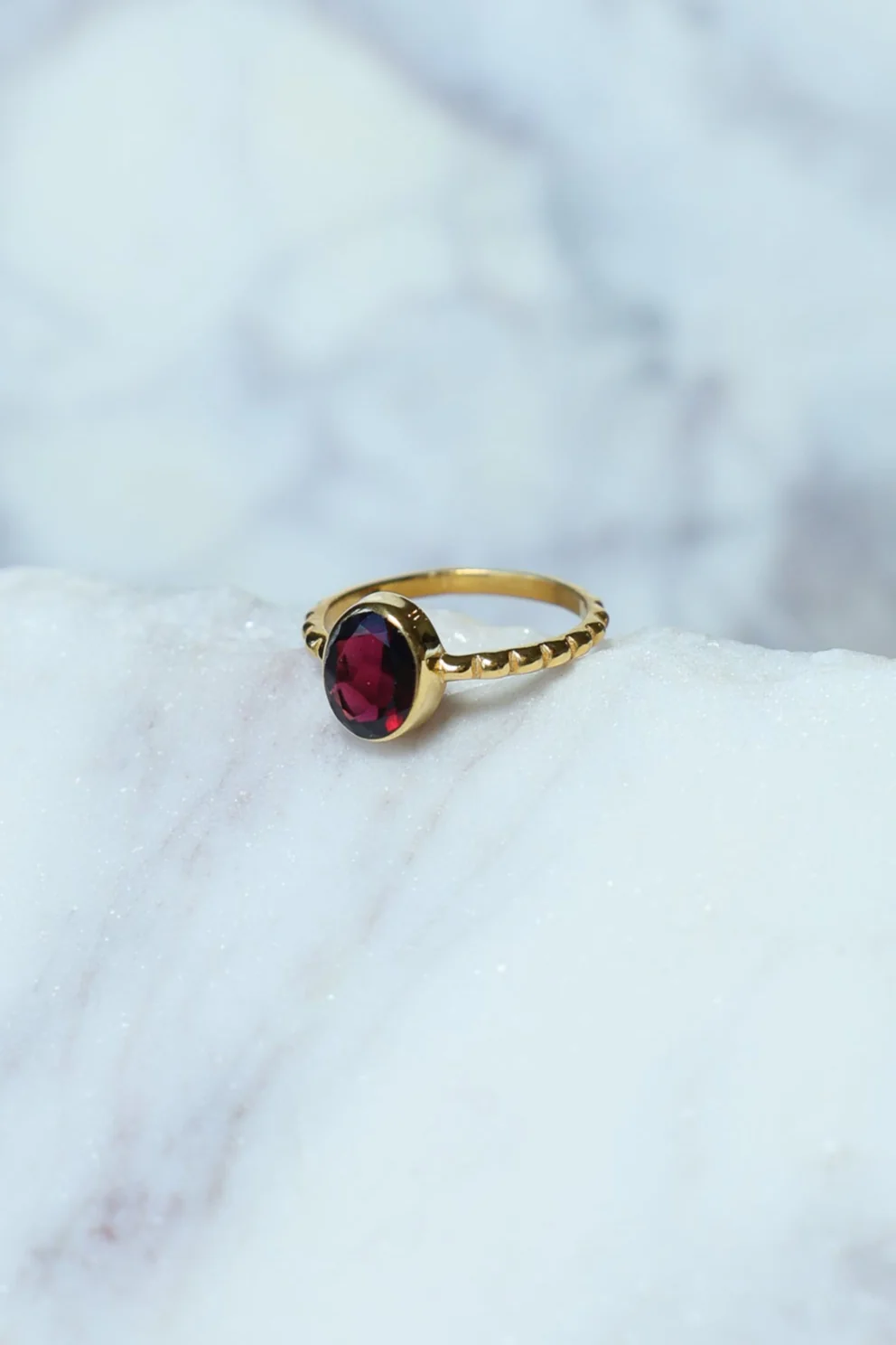 Gold Garnet Lucia Dot Band - Image 2