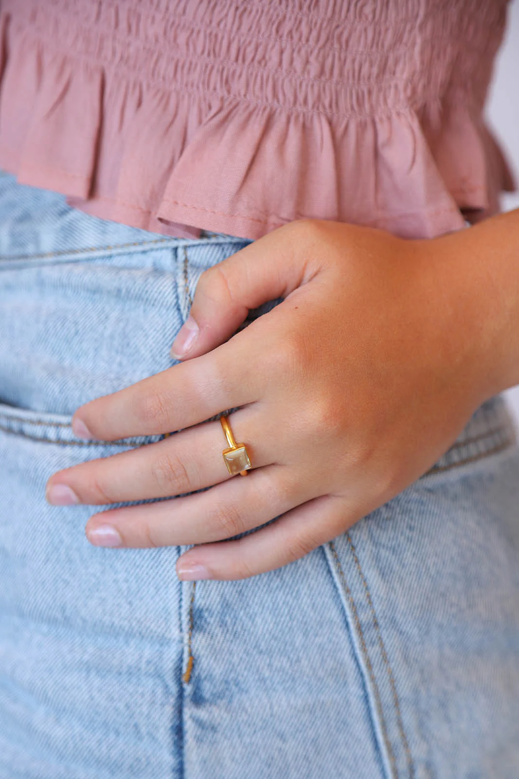 Lemon Quartz Jolie Square Ring