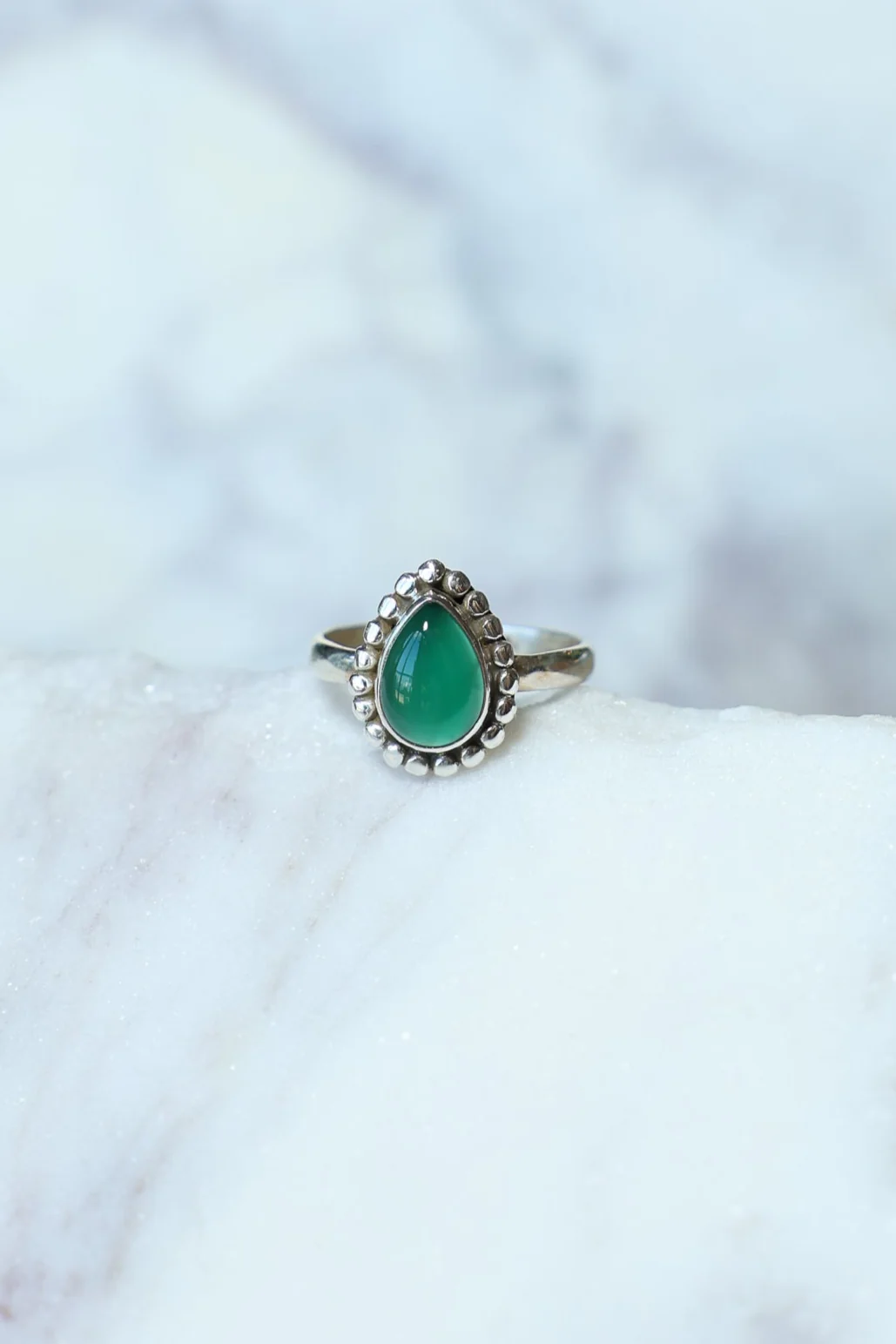 Green Onyx Mona Tear & Dot Ring