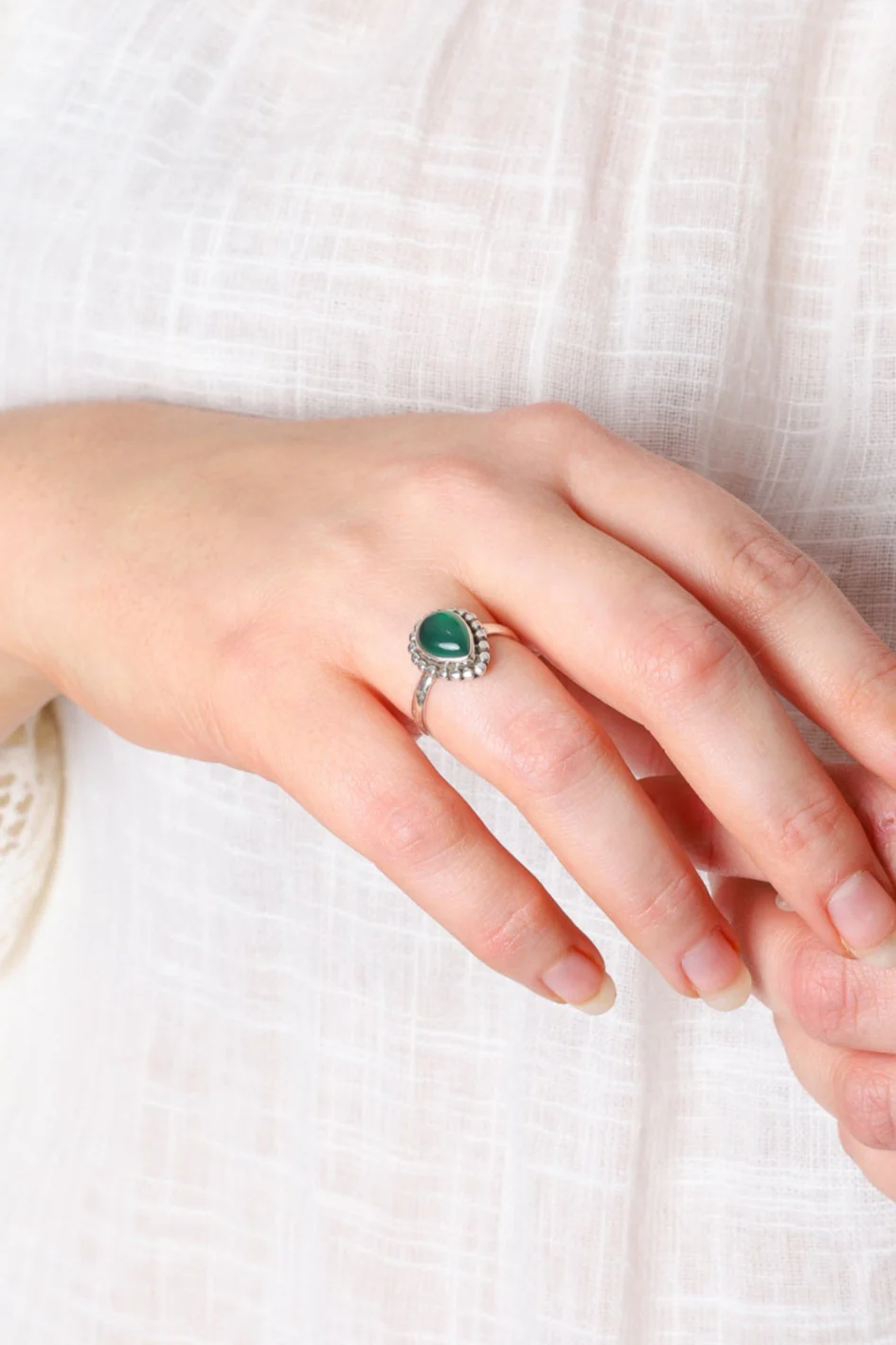 Green Onyx Mona Tear & Dot Ring - Image 2