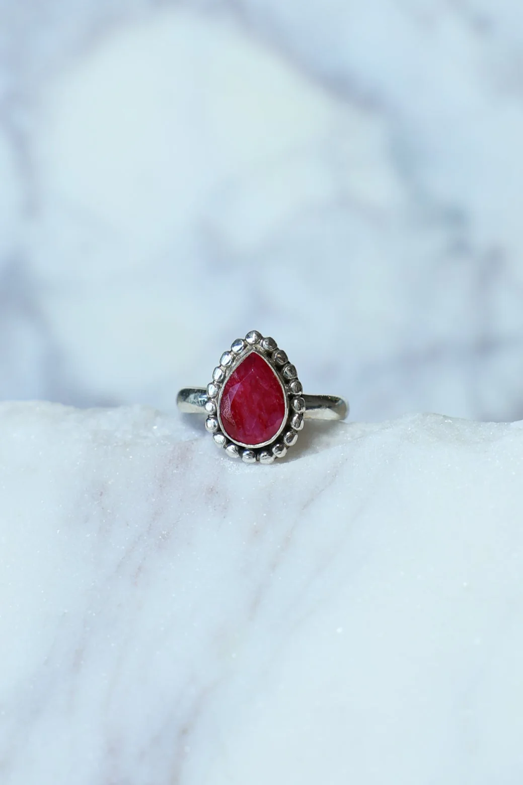 Ruby Mona Tear & Dot Ring
