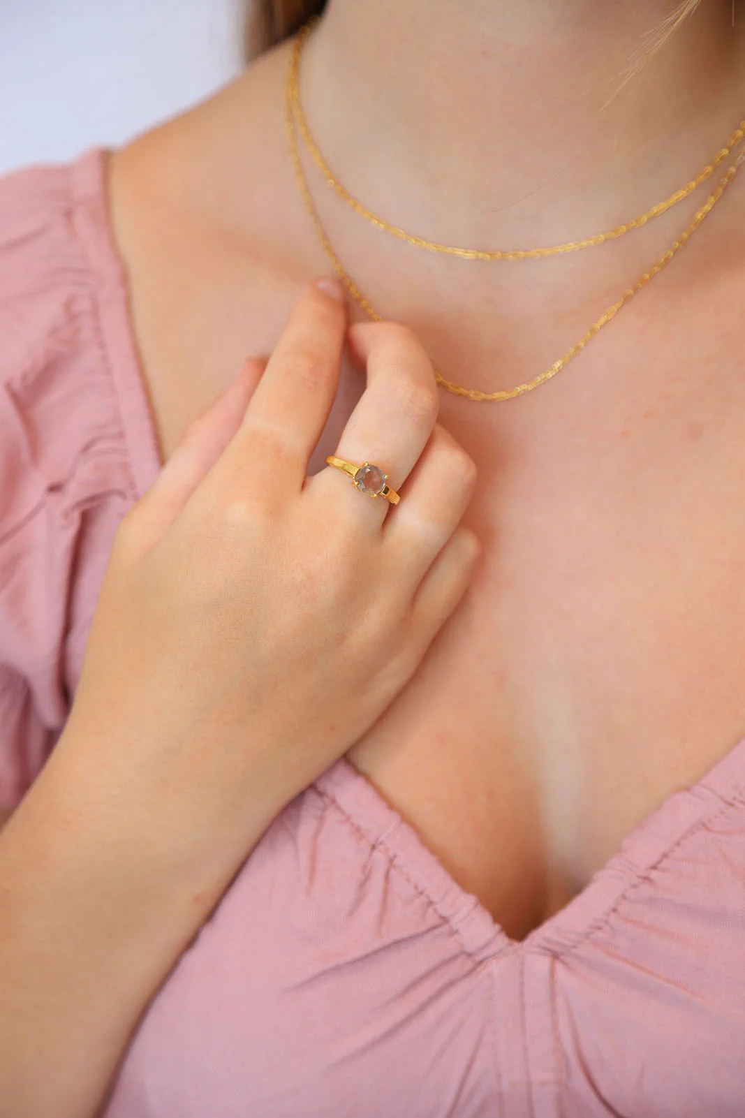 Gold Smoky Quartz Agatha Claw Set Ring - Image 3