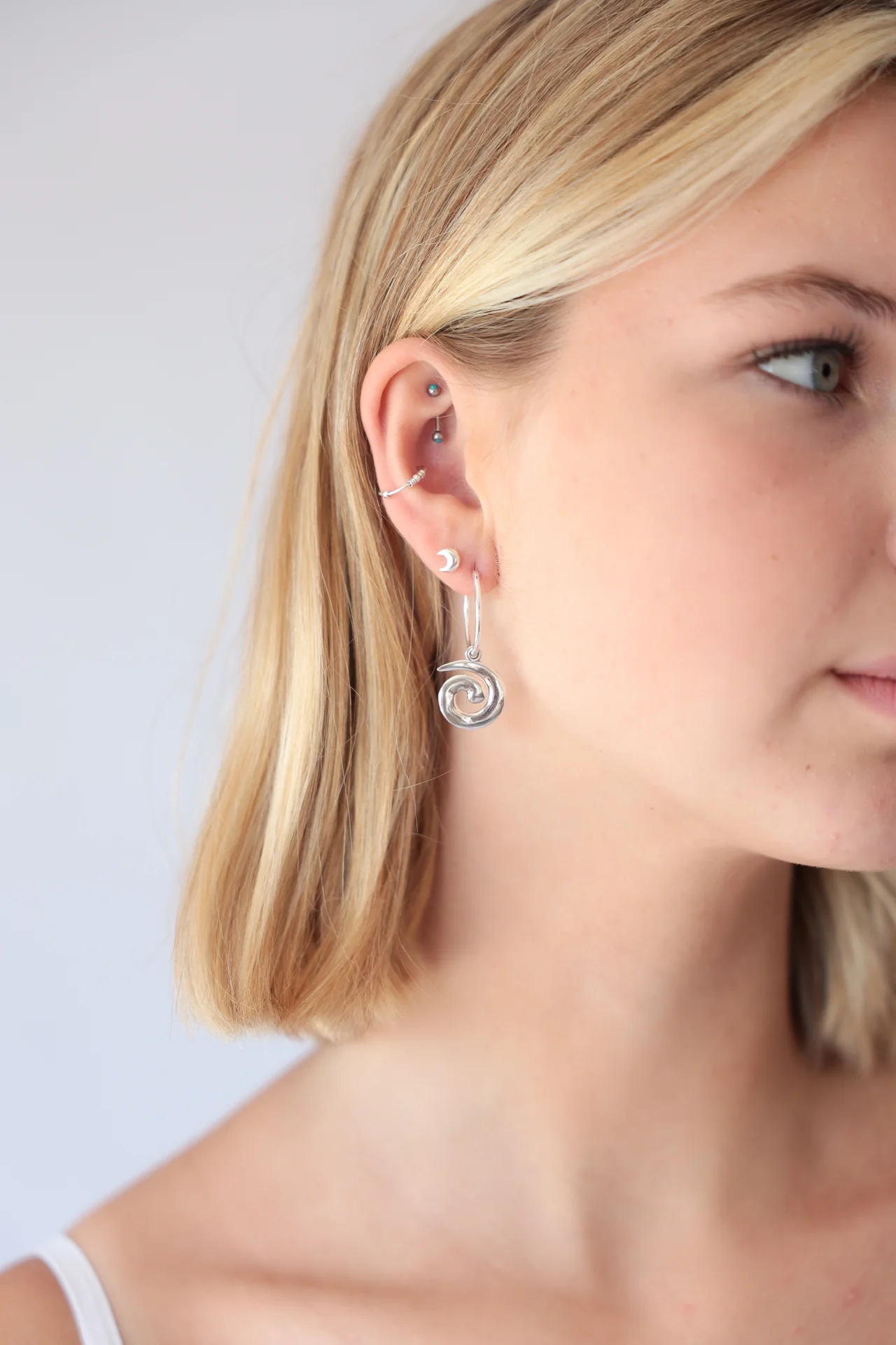 Swirl Charm Hoops - Image 2