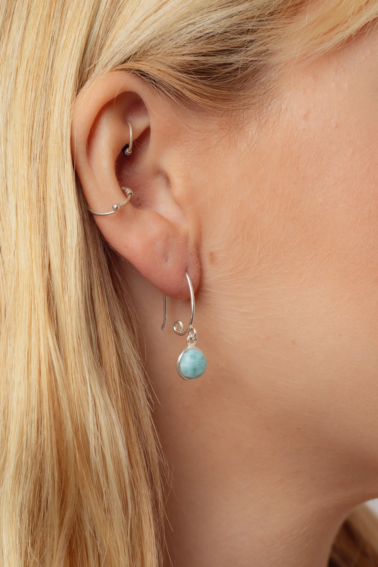 Salia Swirl Larimar Hoops
