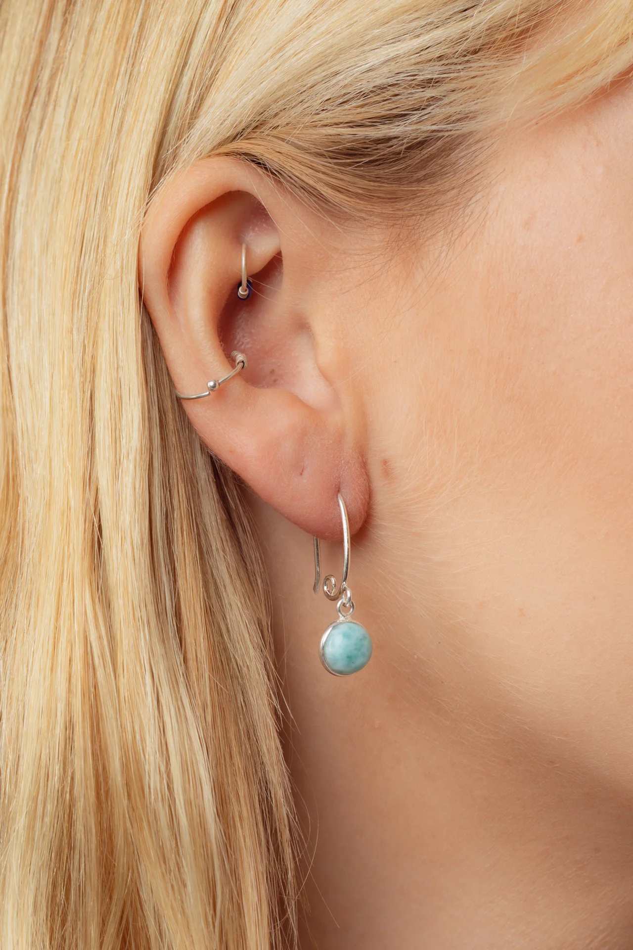 Salia Swirl Larimar Hoops - Image 2