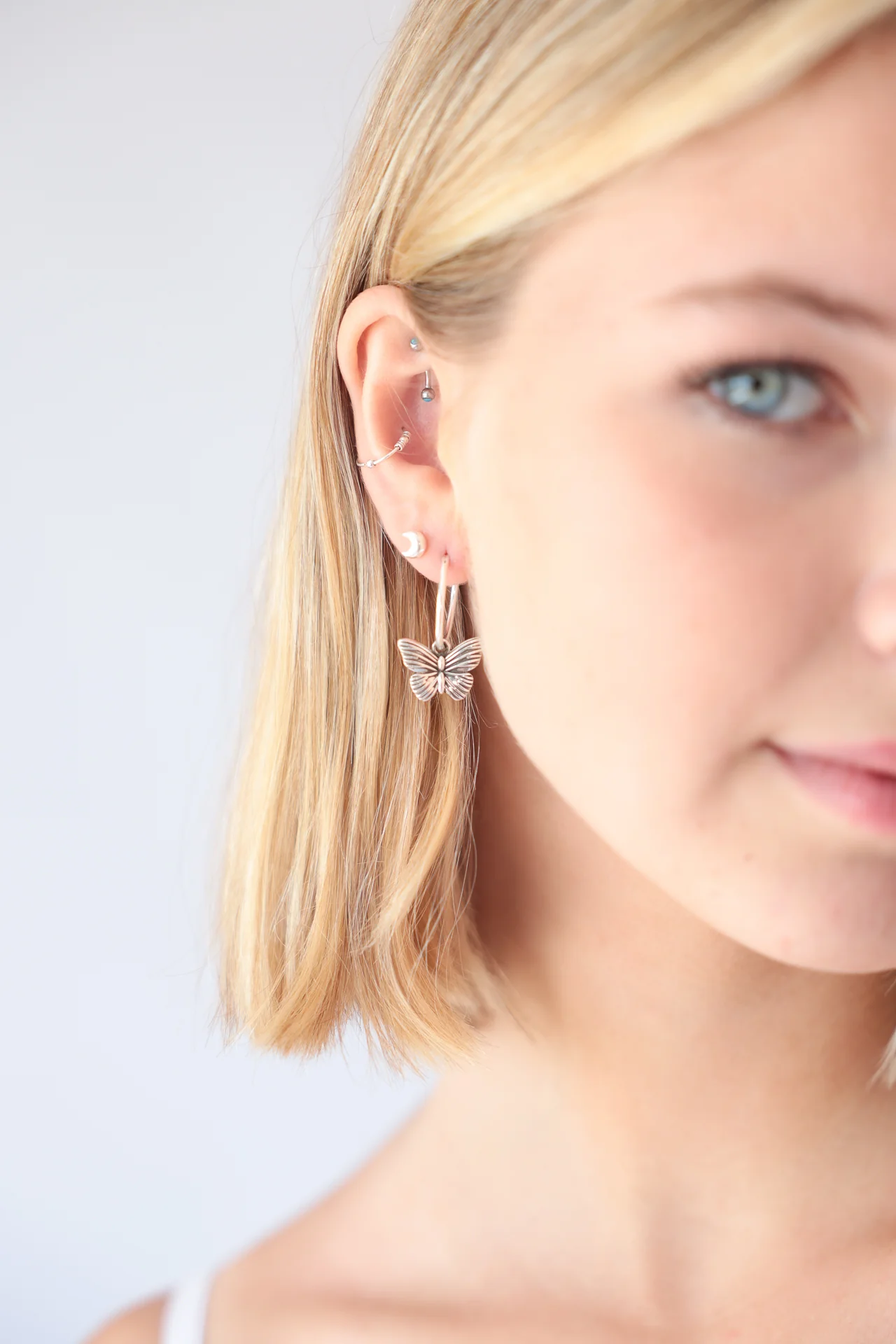 Butterfly Charm Hoops - Image 2