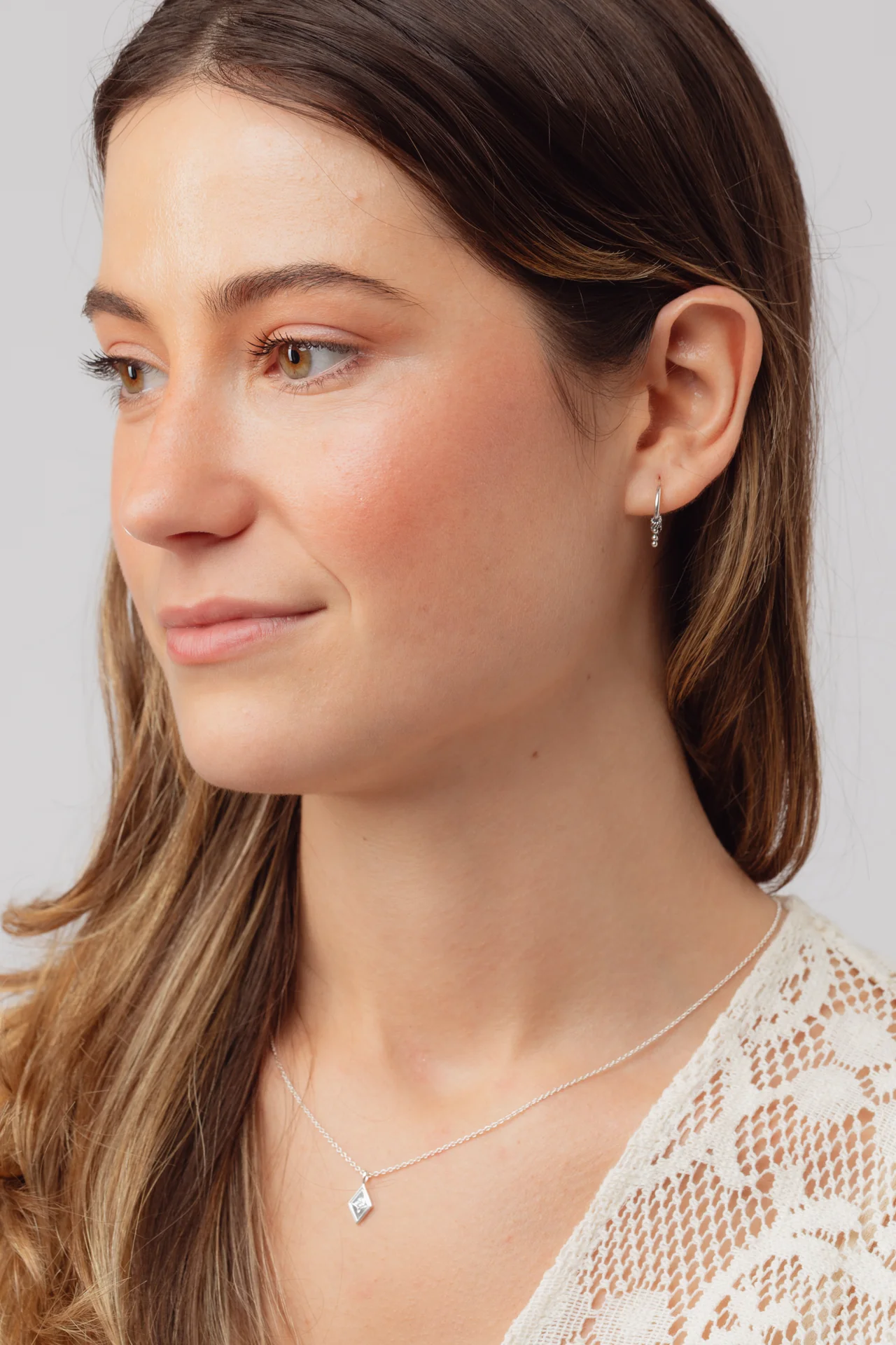 Dotted Small Tri Hoops - Image 2