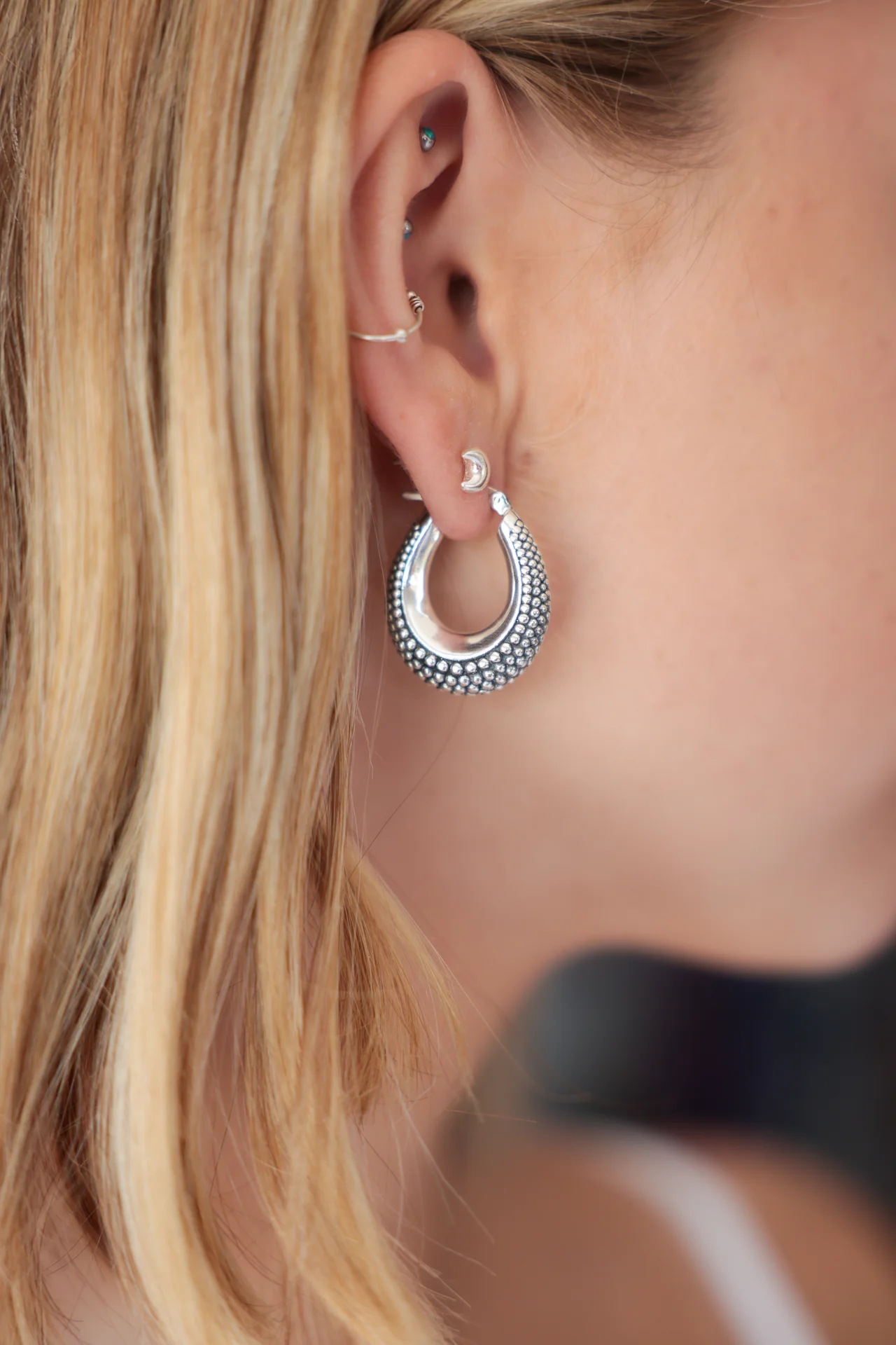 Naaz Dotted Wide Hoops - Image 2