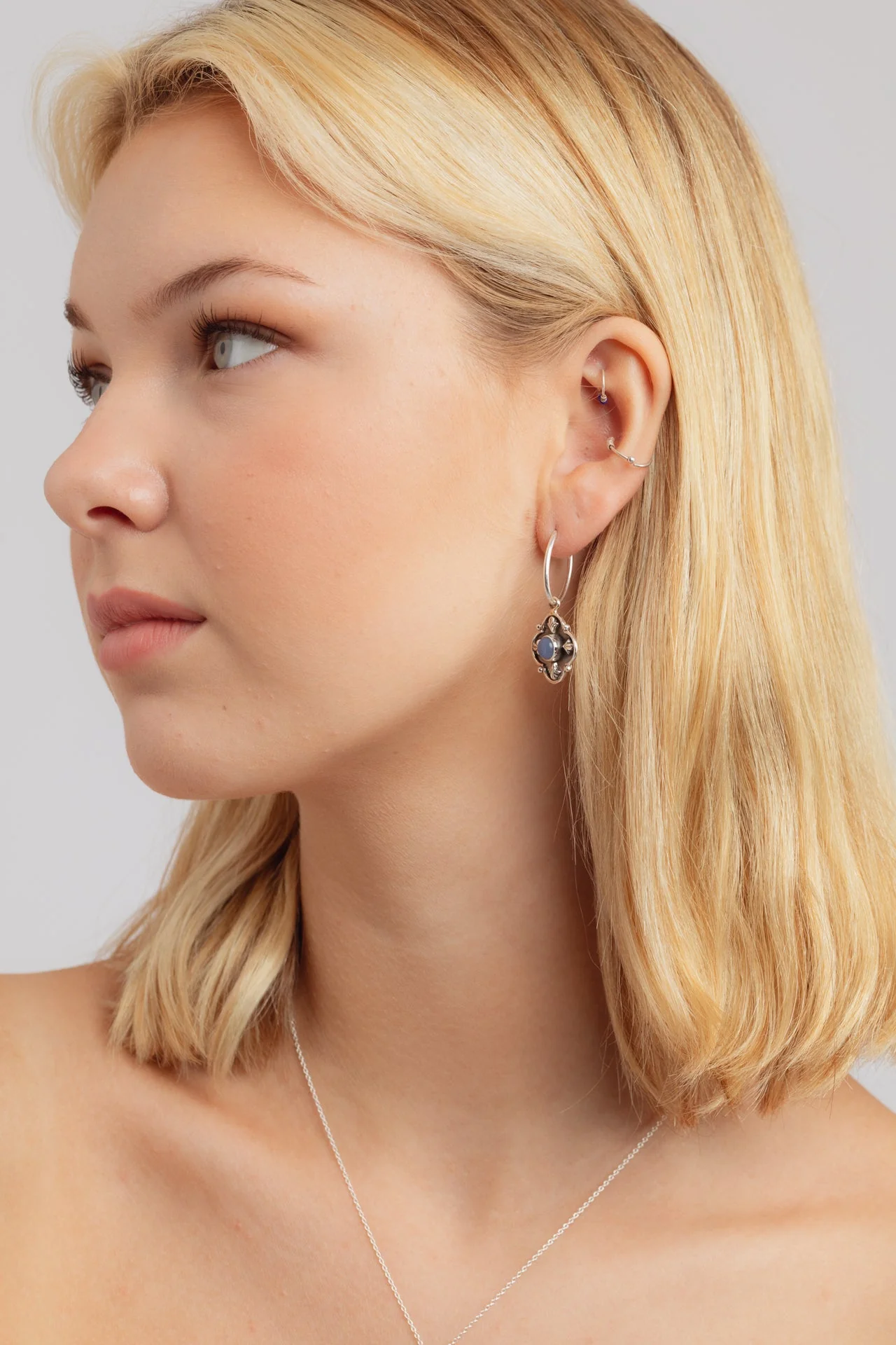 Quatre Blue Chalcedony Earrings - Image 2