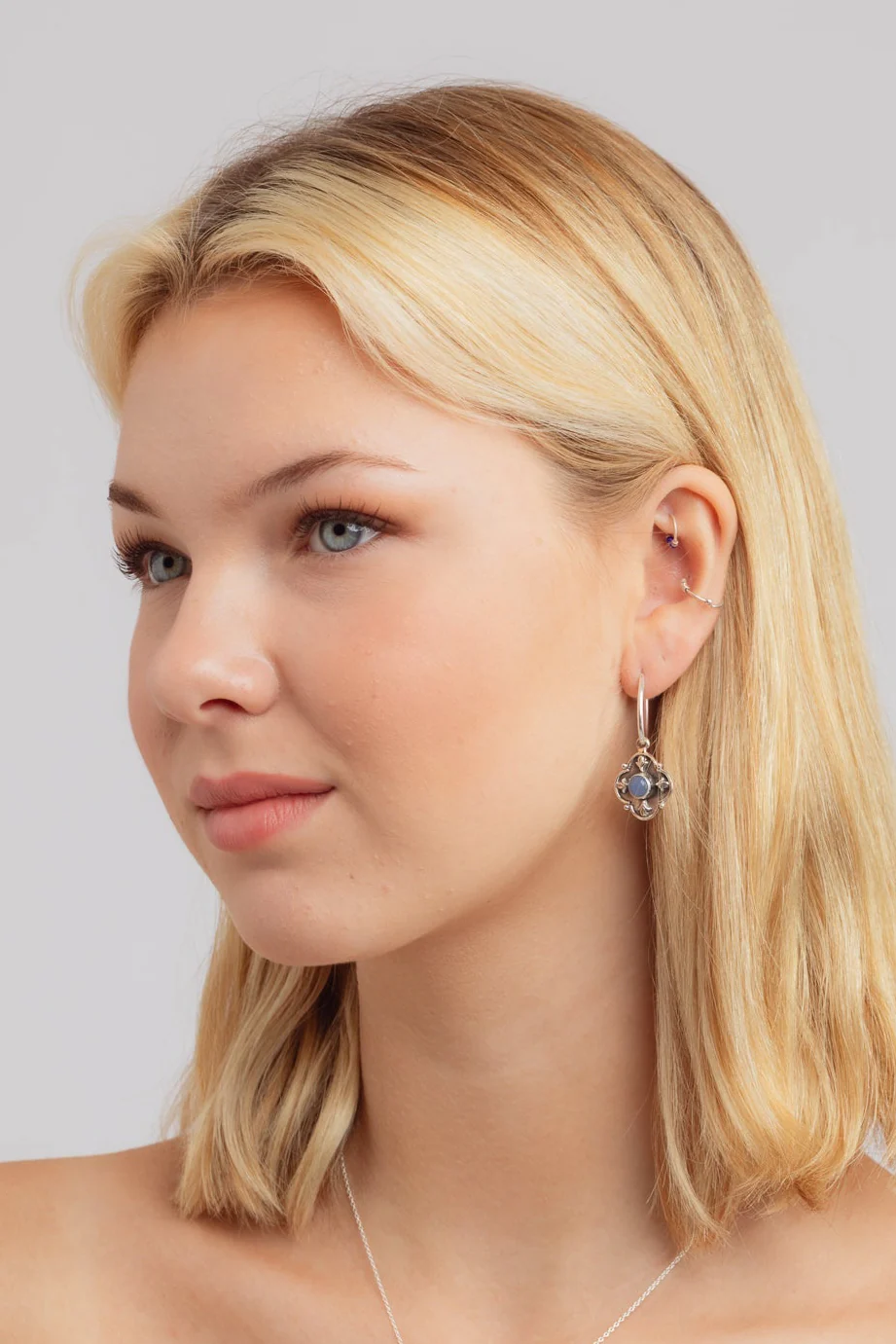 Quatre Blue Chalcedony Earrings - Image 3