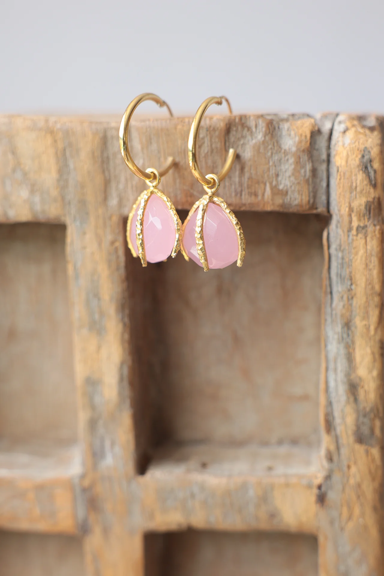 Yana Pink Calcite Claw Set Earrings - Image 3