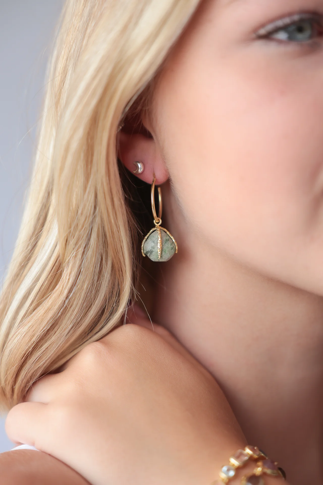 Yana Variscite Claw Set Earrings - Image 4
