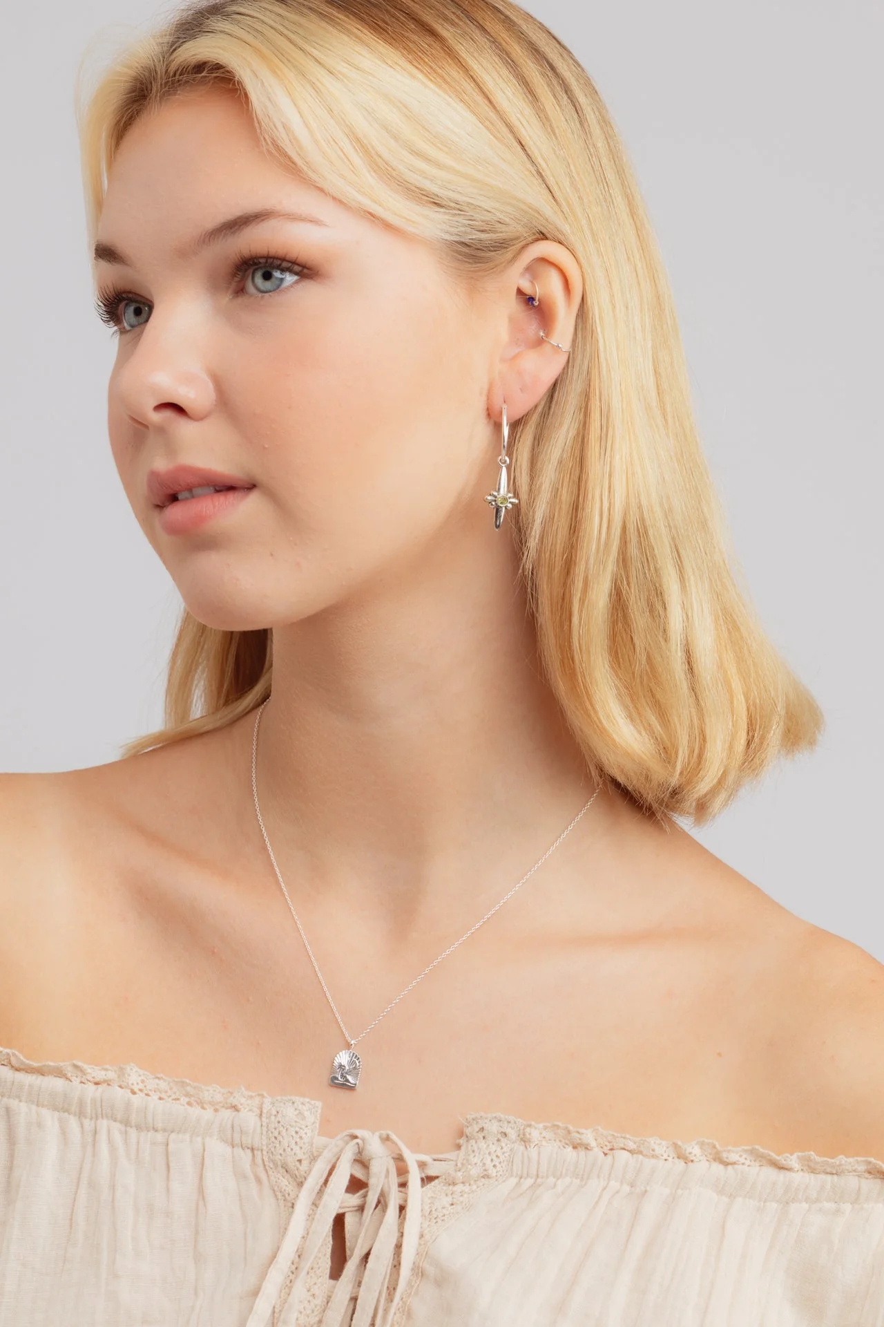 Asteri Peridot Charm Hoops - Image 2