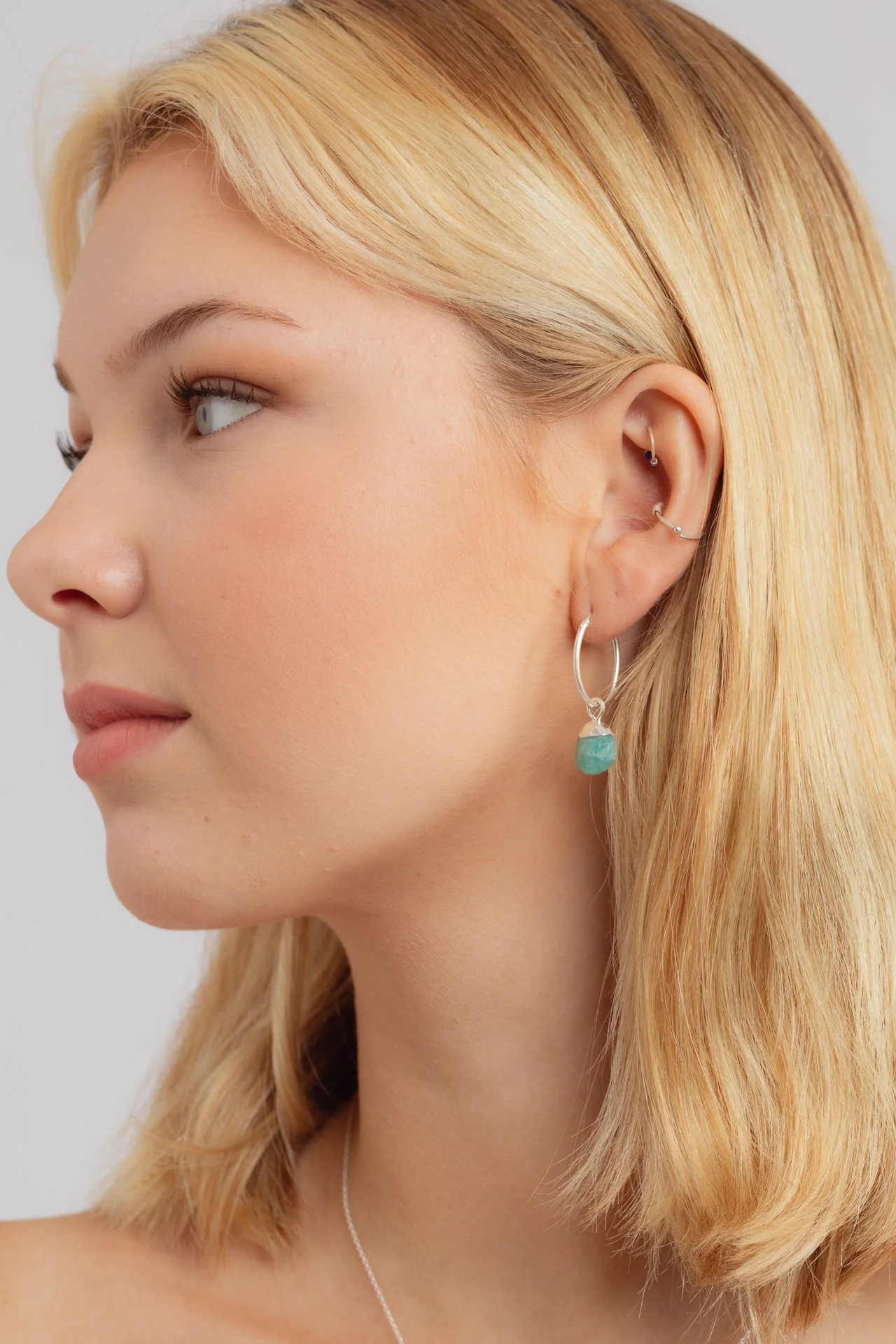 Nuala Amazonite Drop Hoops - Image 3