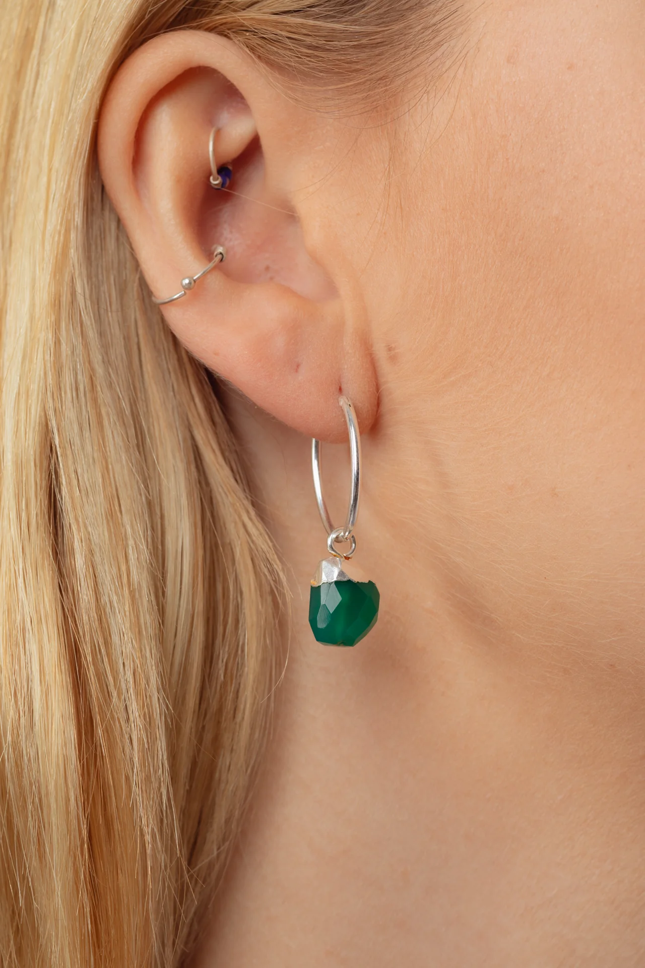 Nuala Green Onyx Drop Hoops