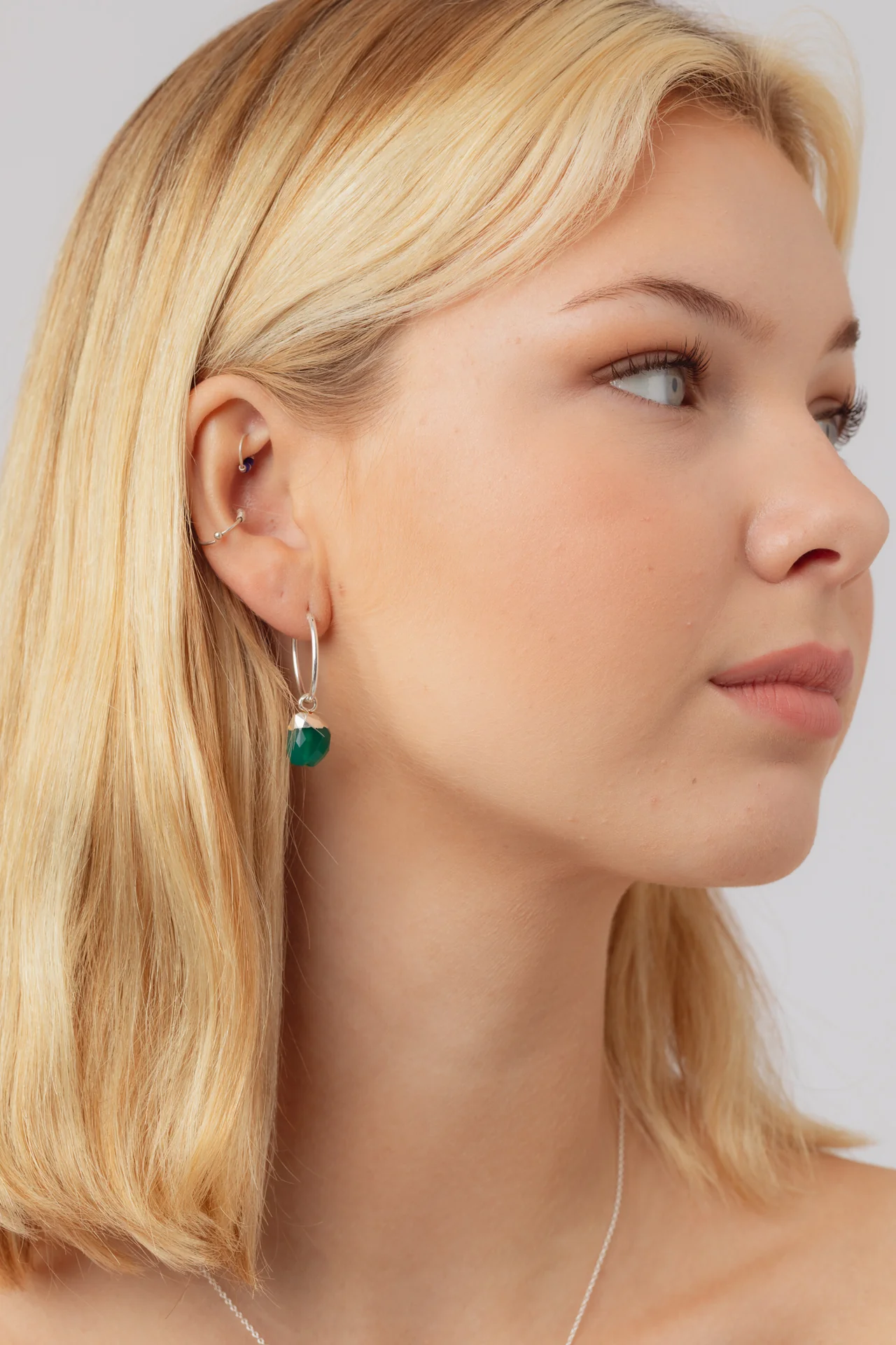 Nuala Green Onyx Drop Hoops - Image 3