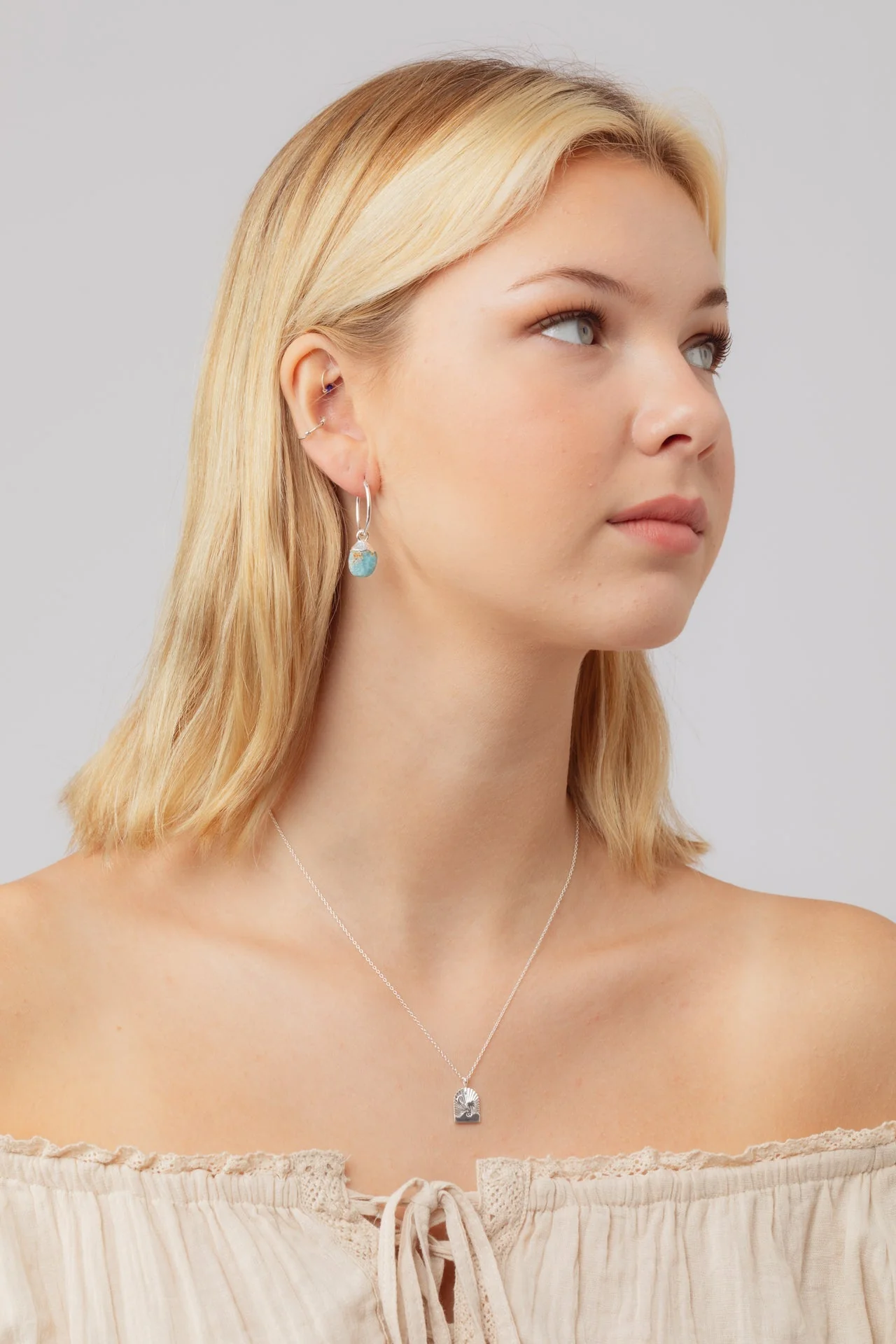 Nuala Larimar Drop Hoops - Image 2