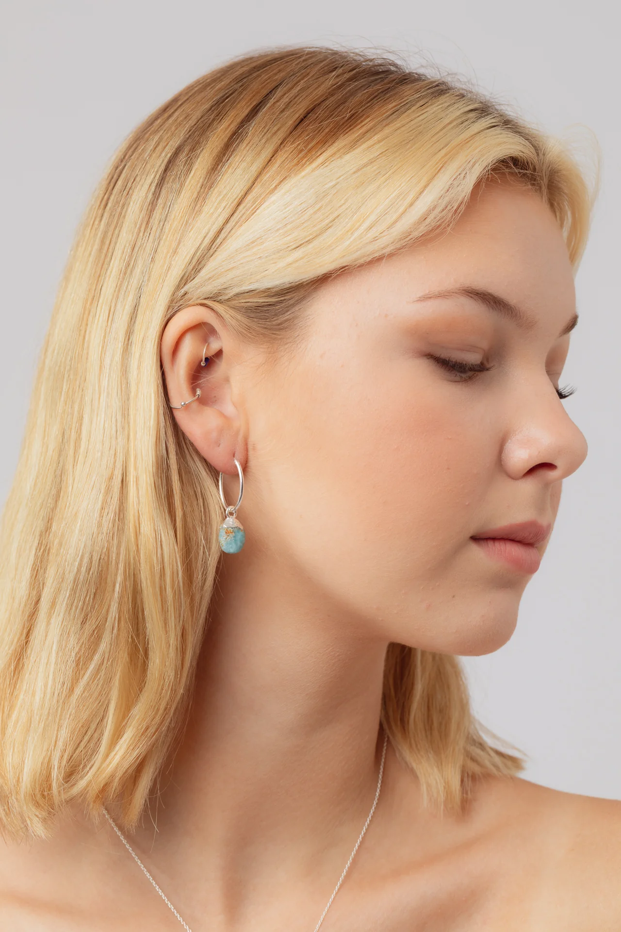 Nuala Larimar Drop Hoops - Image 3