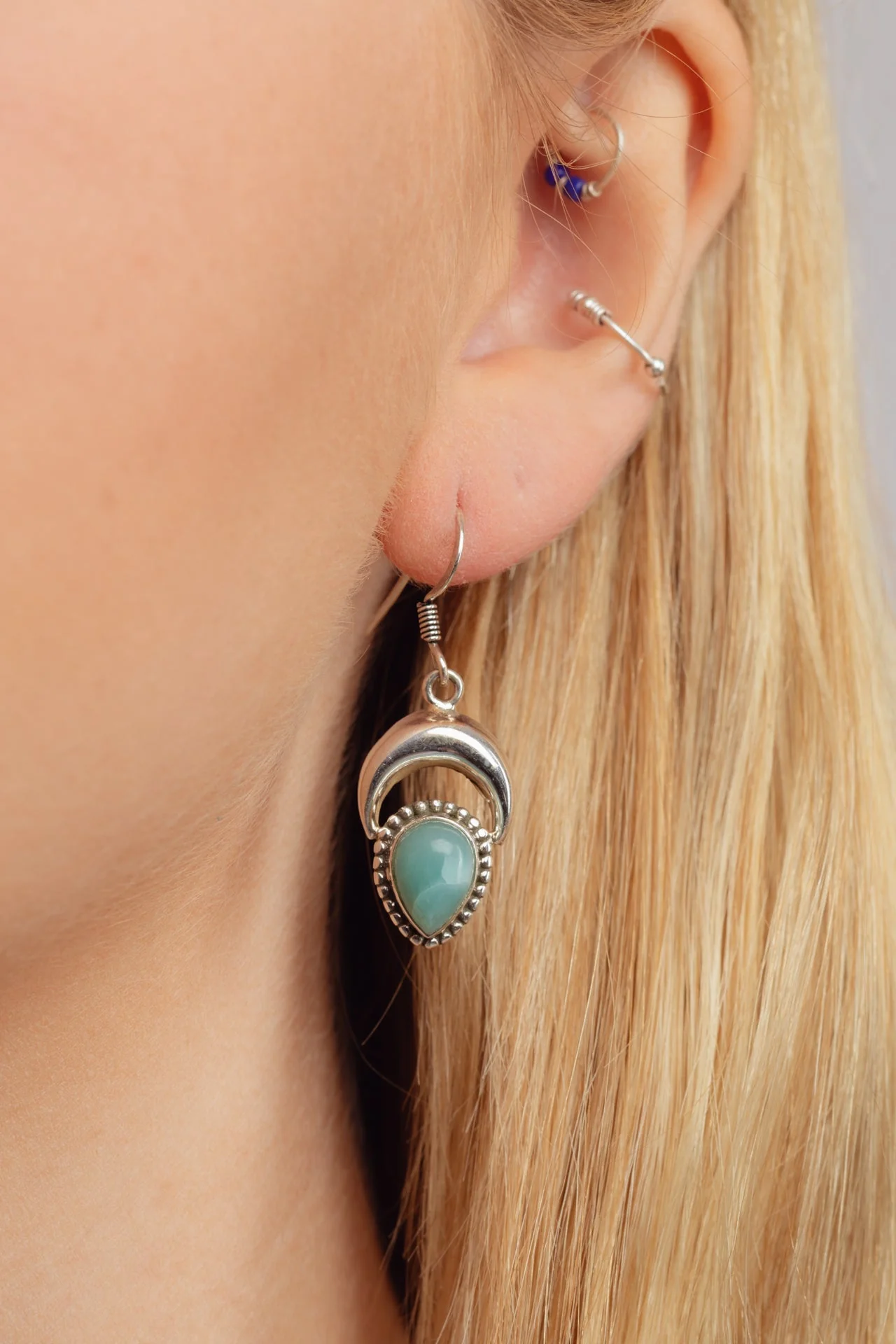 Divinity Larimar Moon Earrings - Image 4