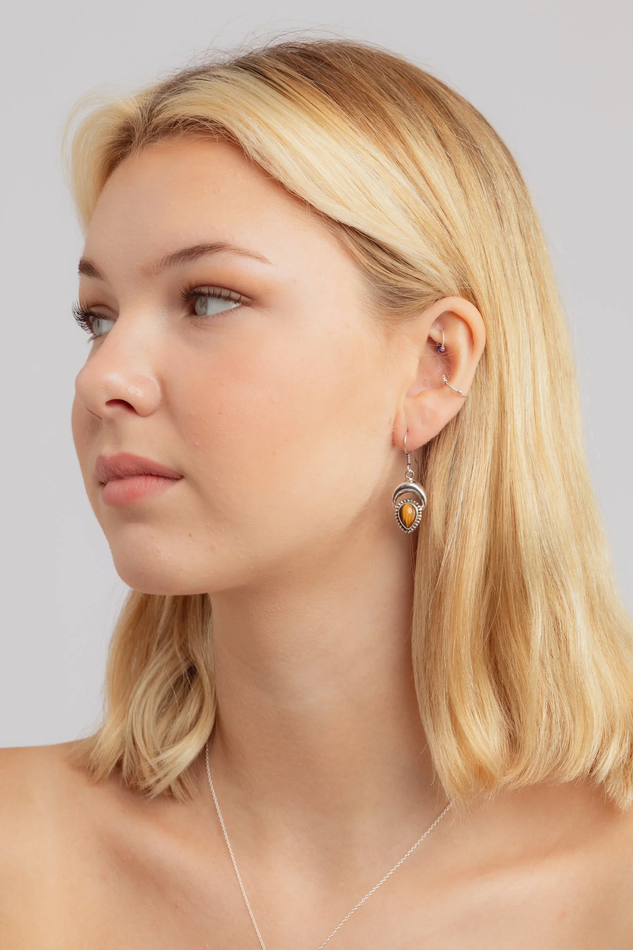 Divinity Tigers Eye Moon Earrings
