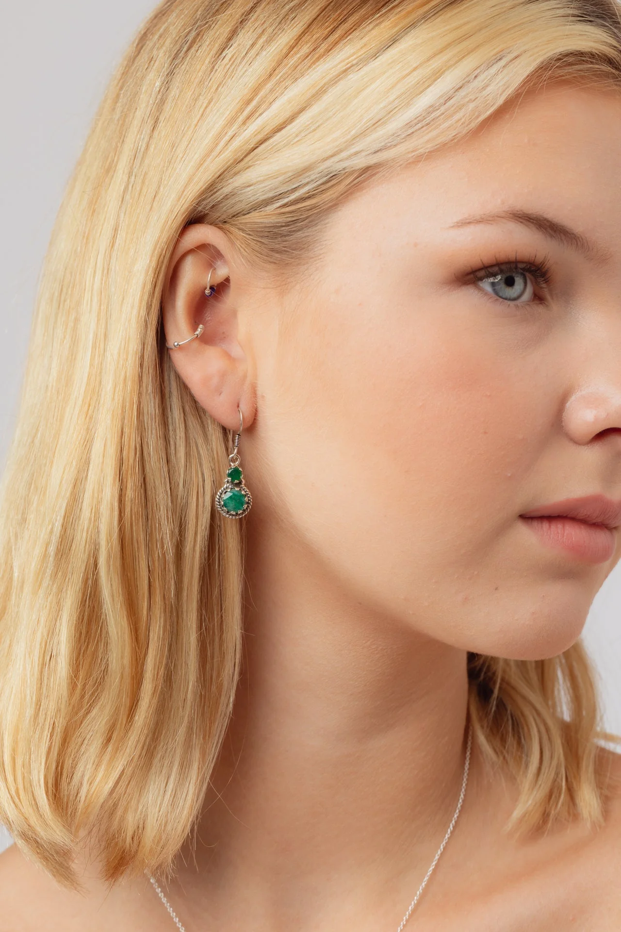 Evela Emerald Double Drop Earrings - Image 2