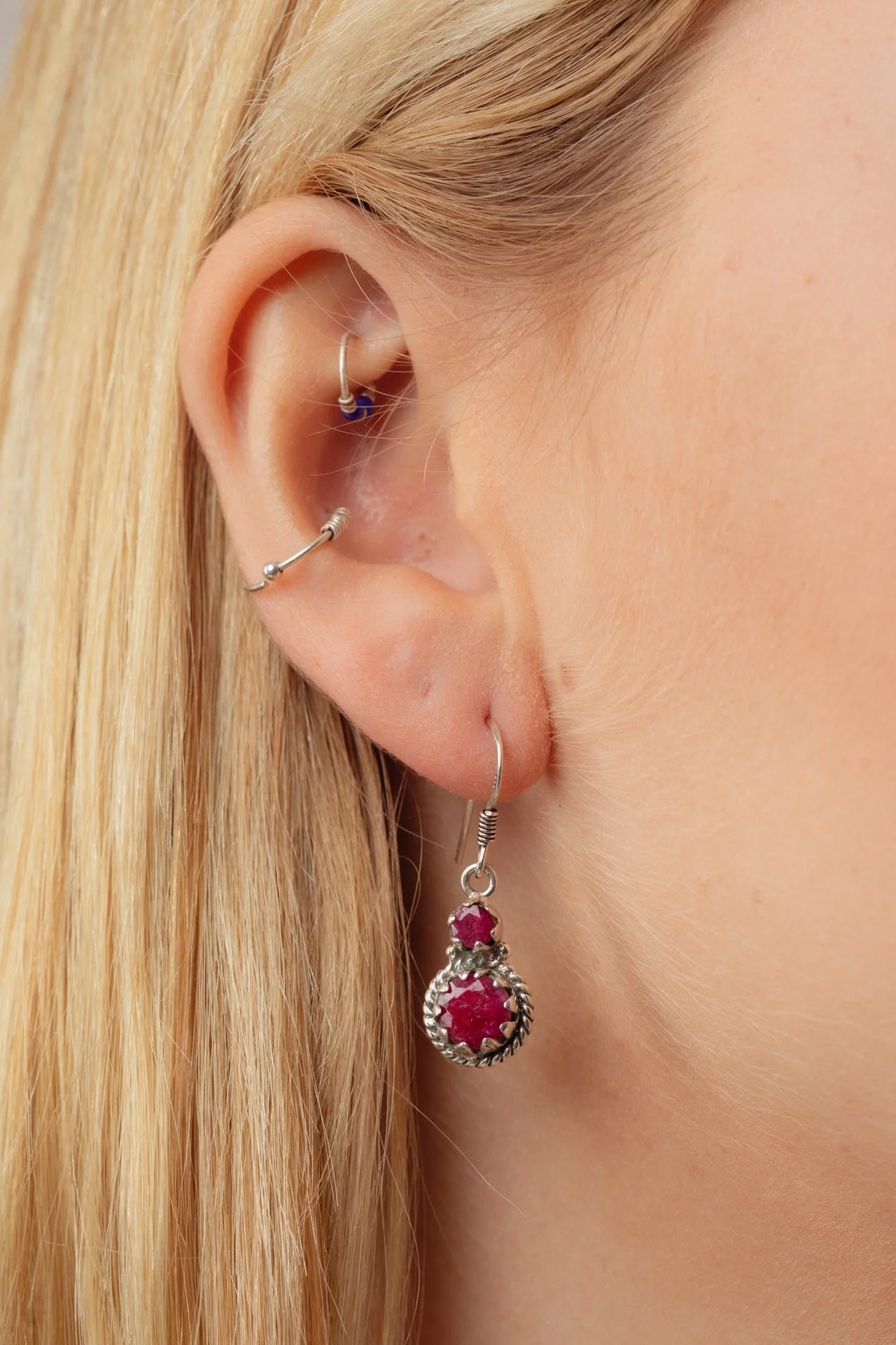 Evela Ruby Double Drop Earrings