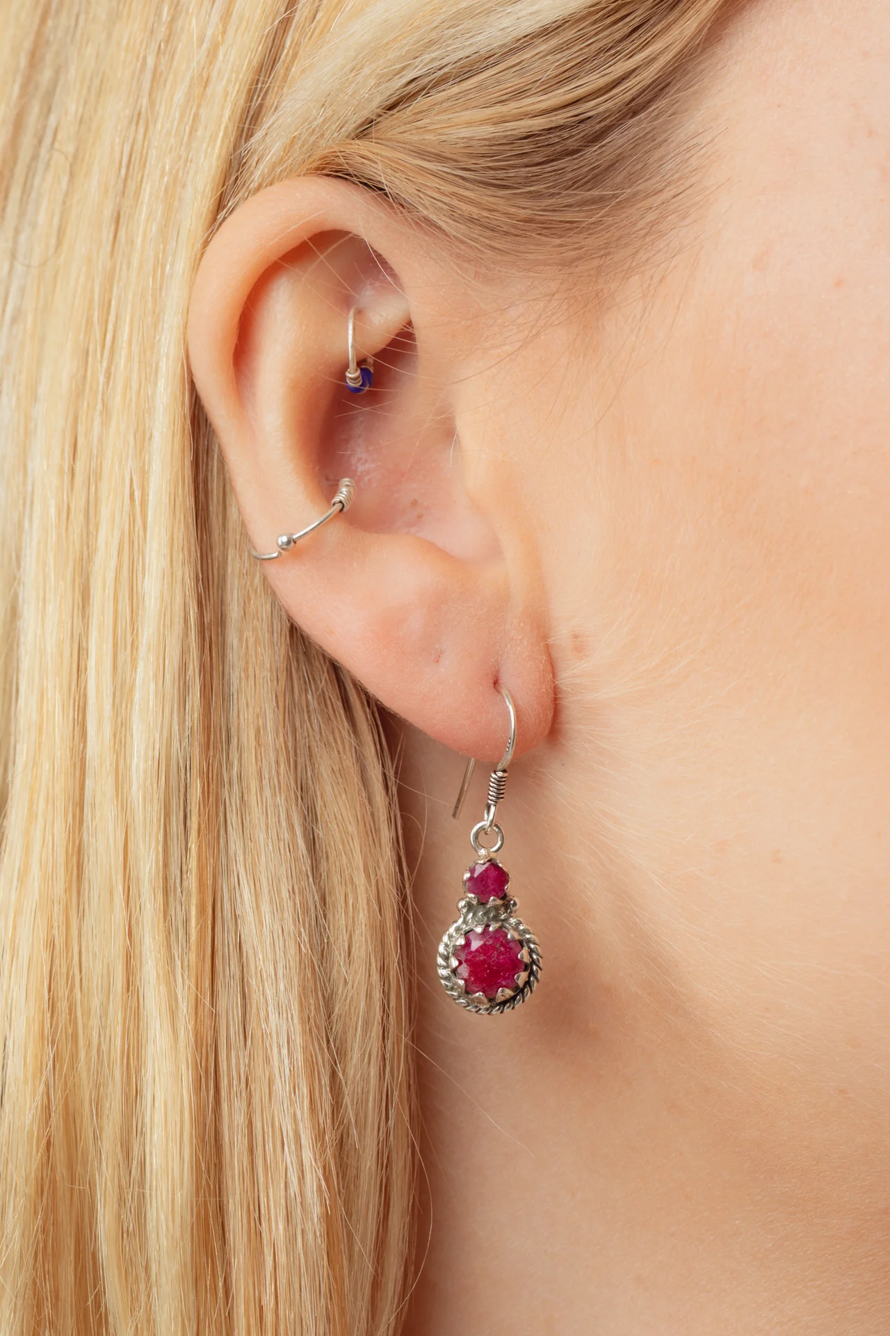 Evela Ruby Double Drop Earrings - Image 2
