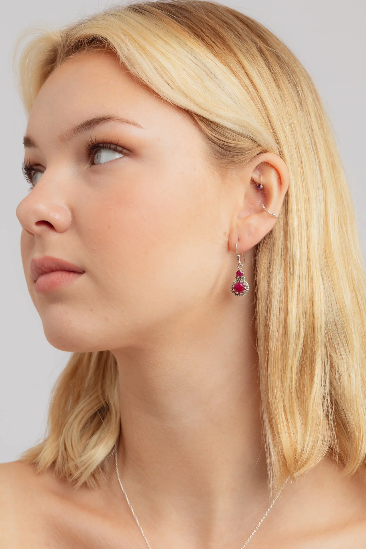 Evela Ruby Double Drop Earrings - Image 3