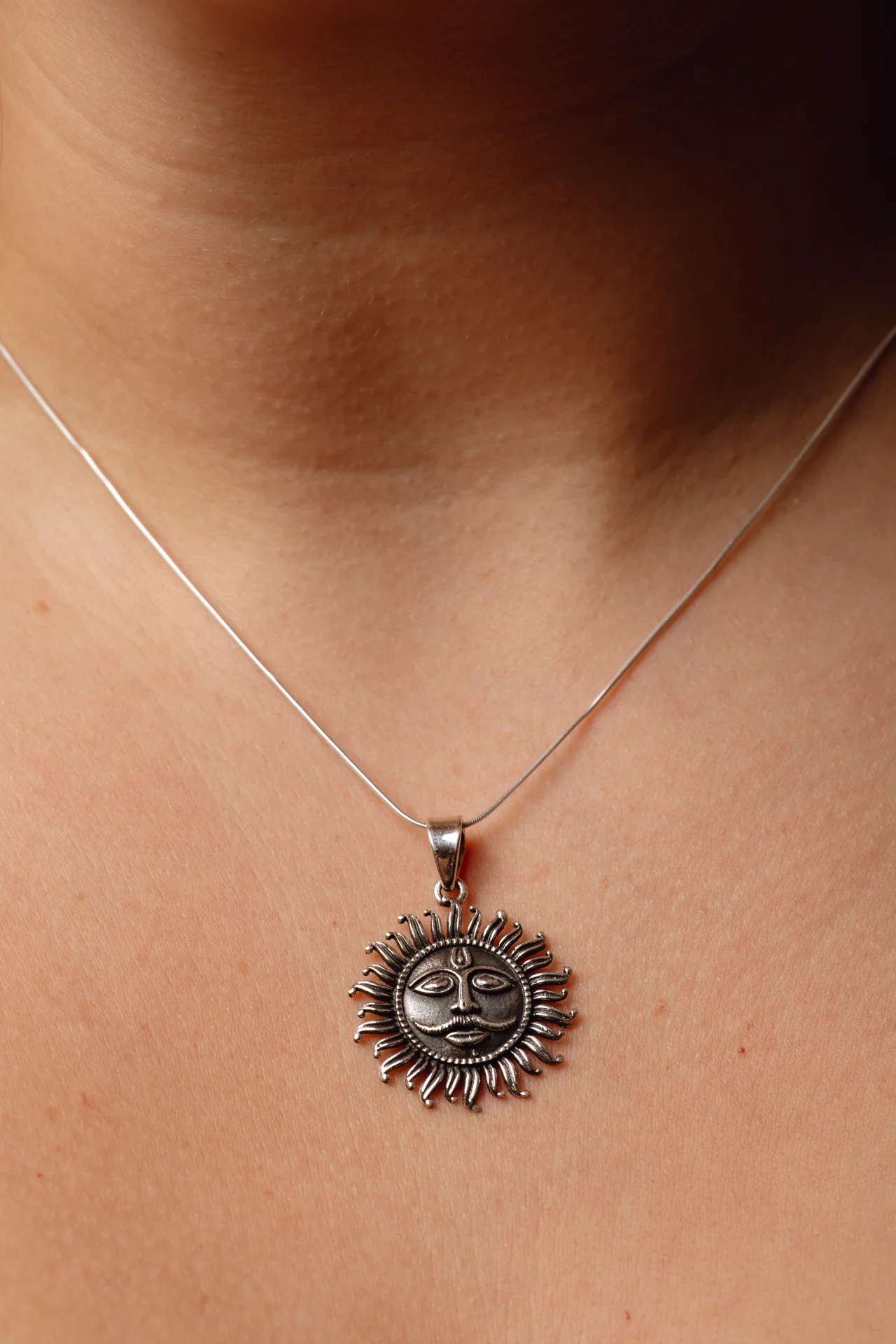 Surya Oxidised Sun Face Pendant - Image 2