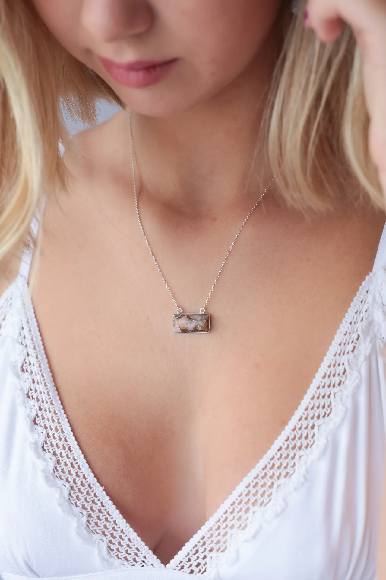 Niveena Copper Pink Opal Necklace