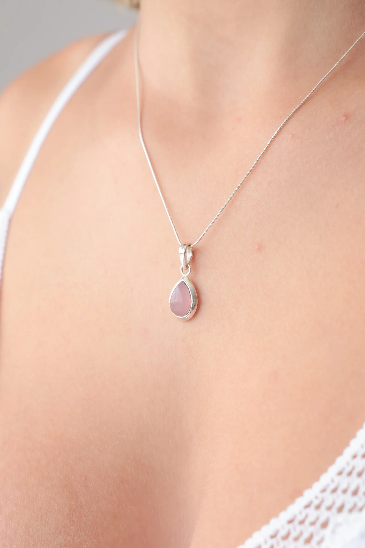 Small Pink Calcite Teardrop Pendant