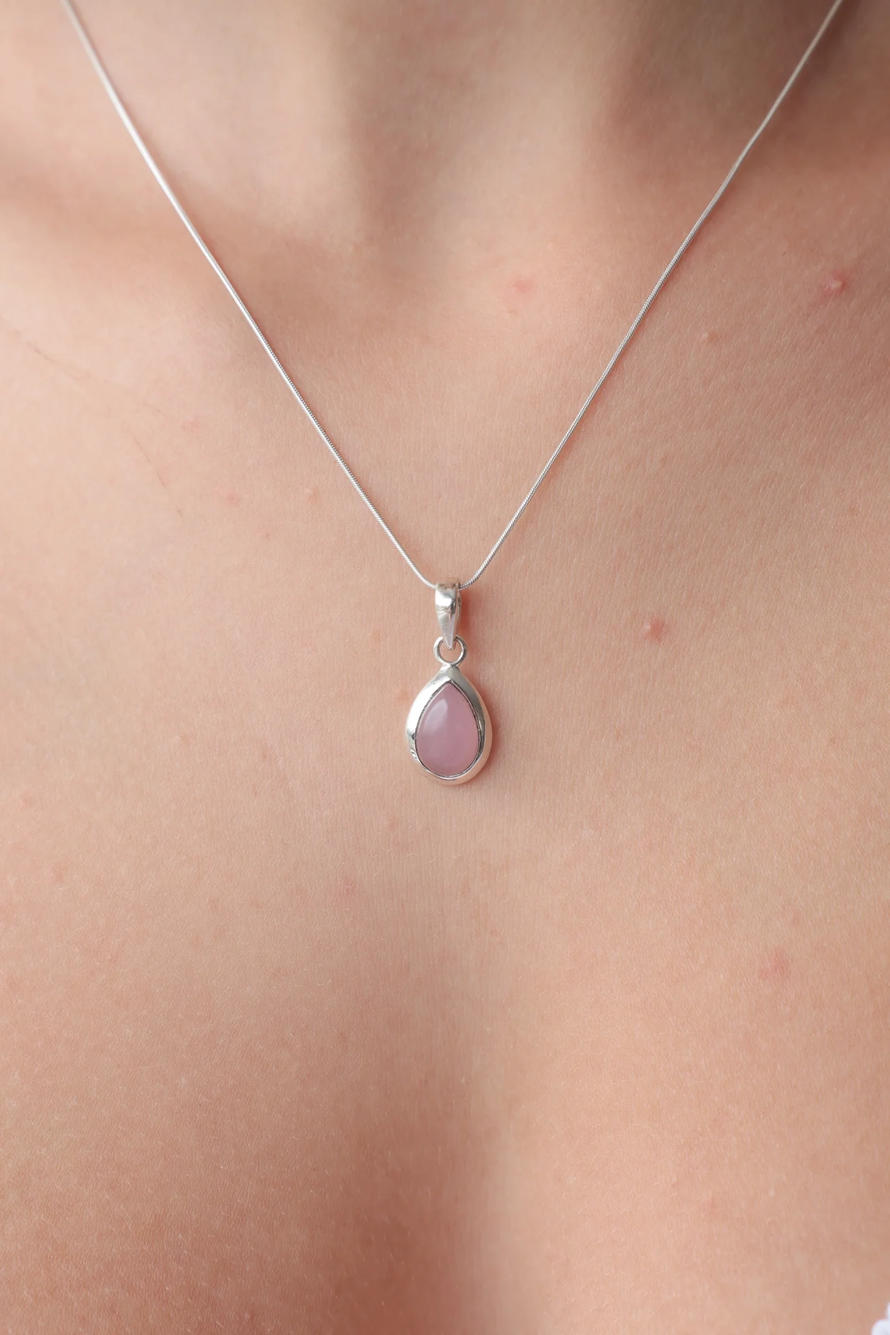 Small Pink Calcite Teardrop Pendant - Image 2