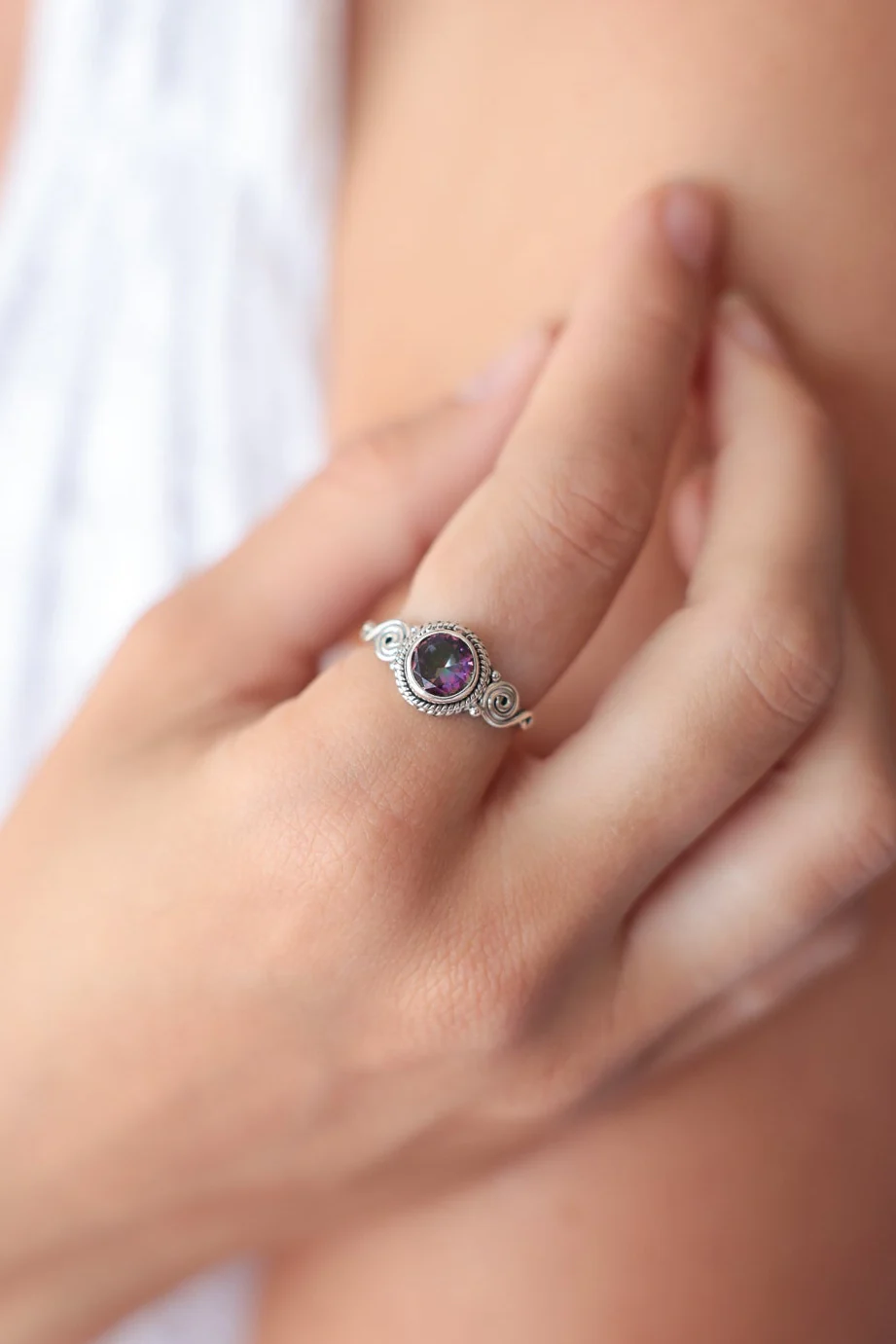 Anand Swirl Mystic Topaz Ring - Image 2
