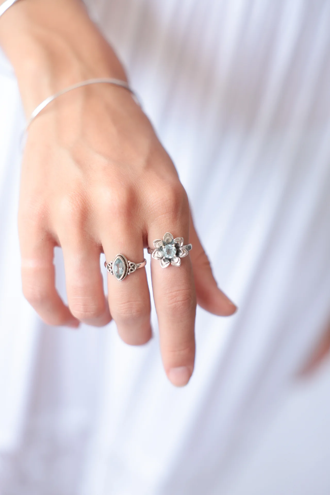 Spring Flower Blue Topaz Ring - Image 2