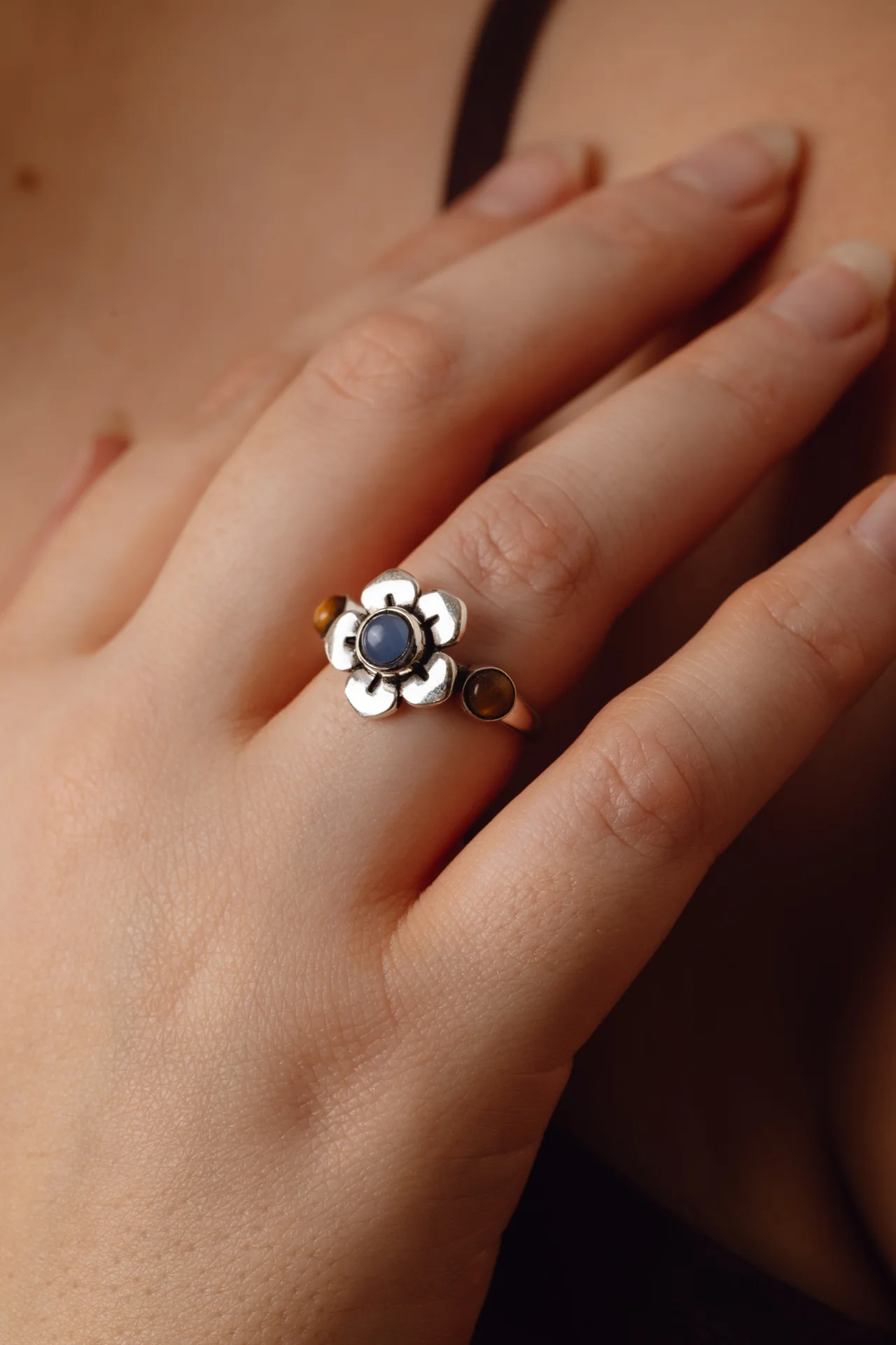 Rosalina Flower Blue Calcite Ring - Image 2