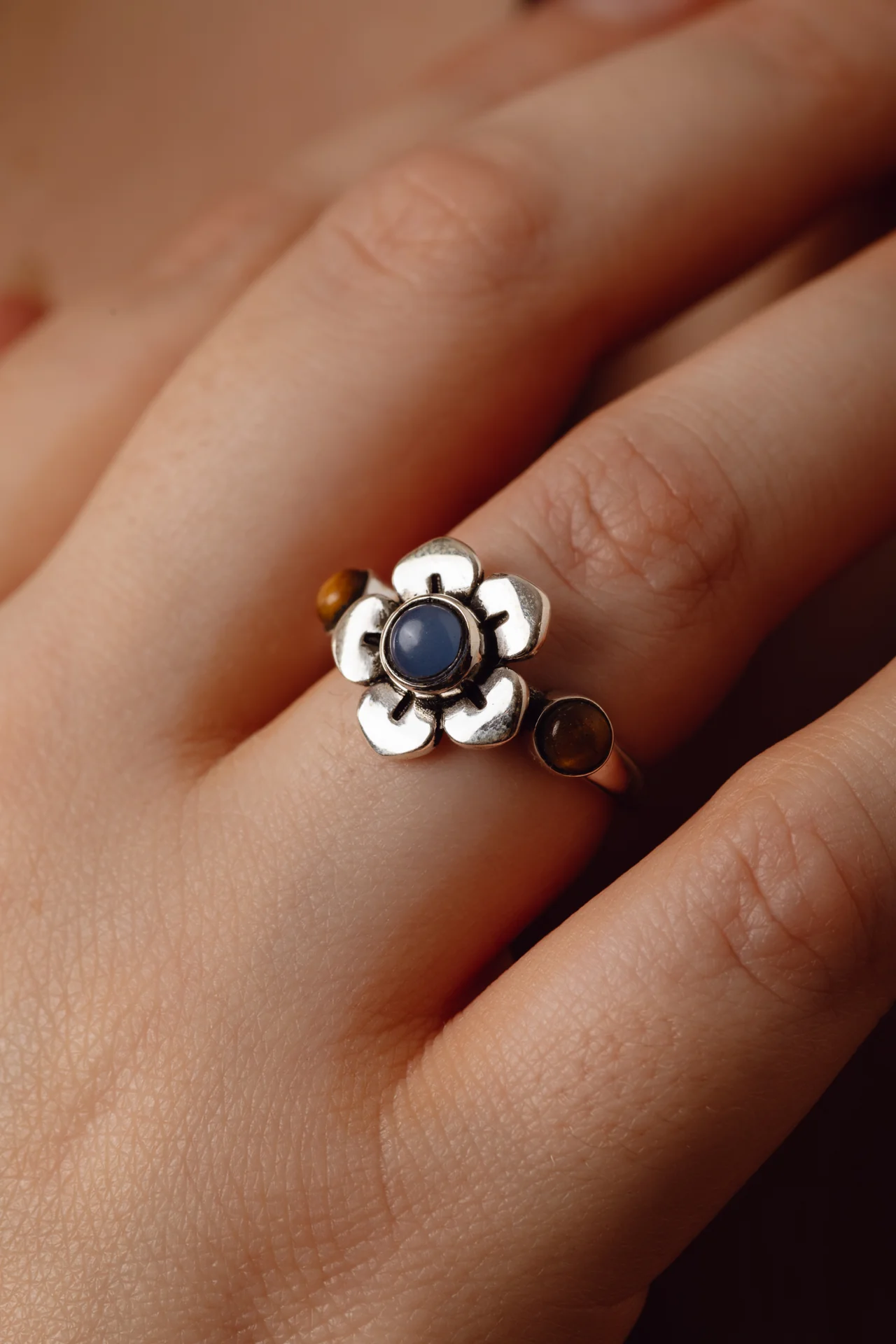 Rosalina Flower Blue Calcite Ring - Image 3
