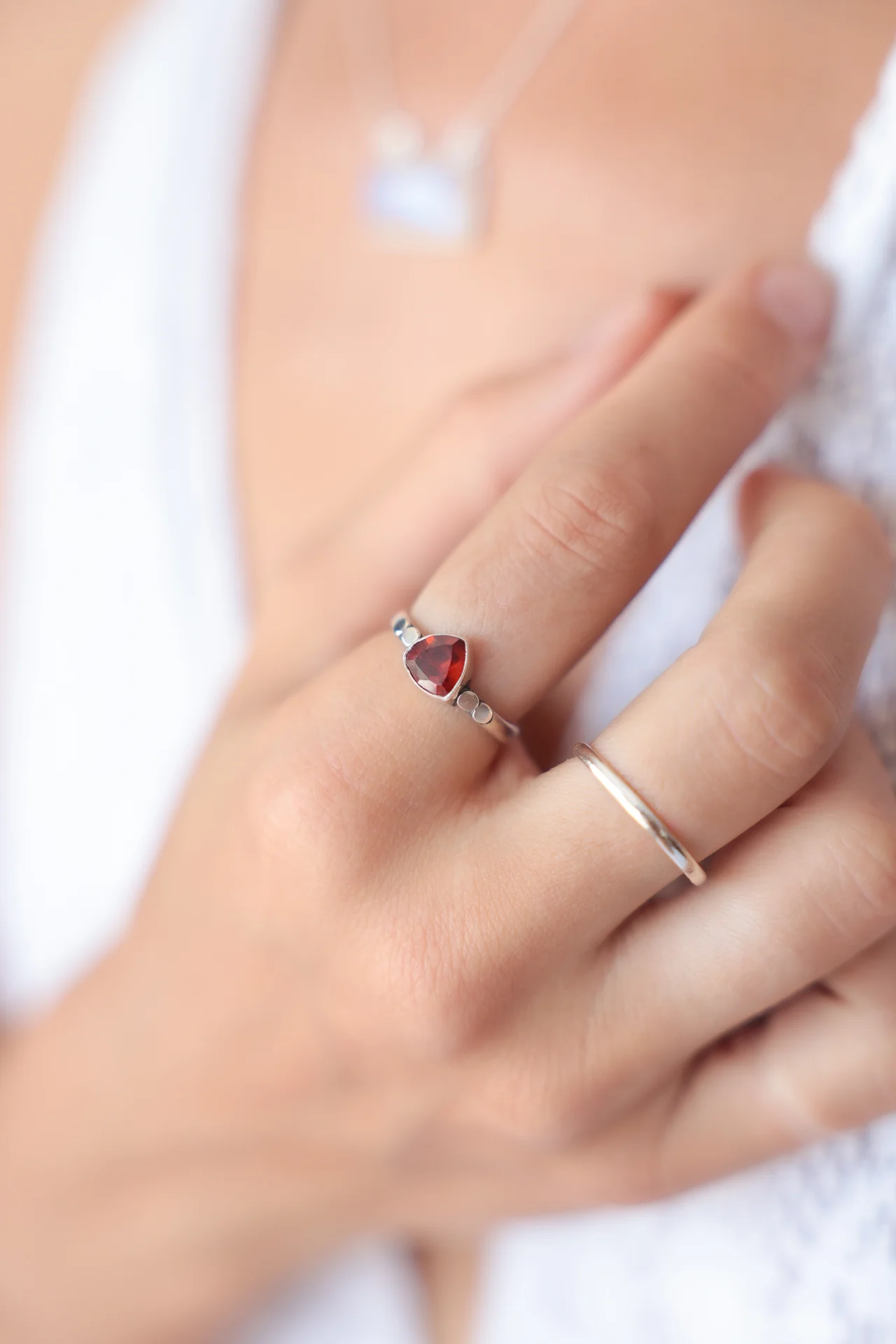 Briana Triangle Garnet Ring - Image 2