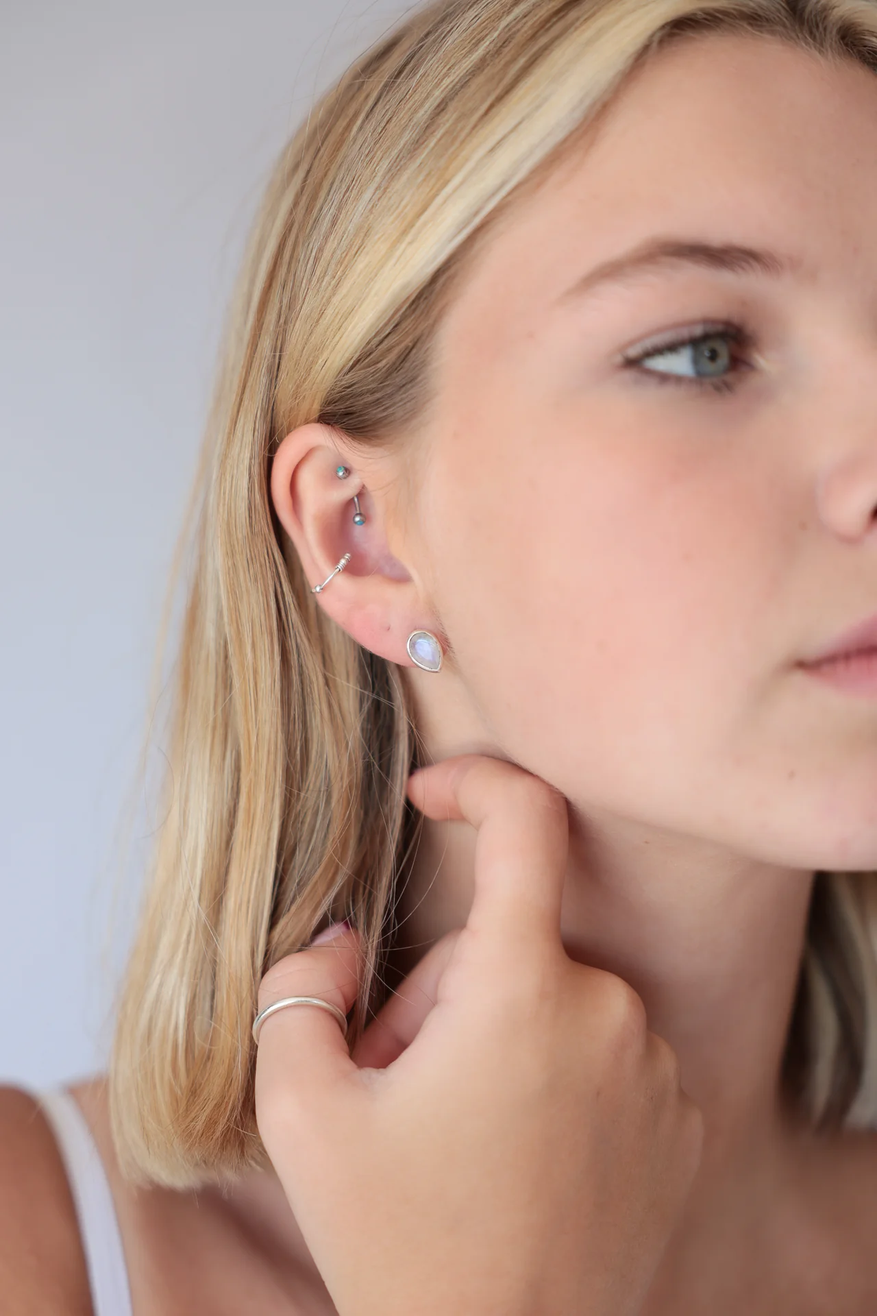 Rainbow Moonstone Tear Studs