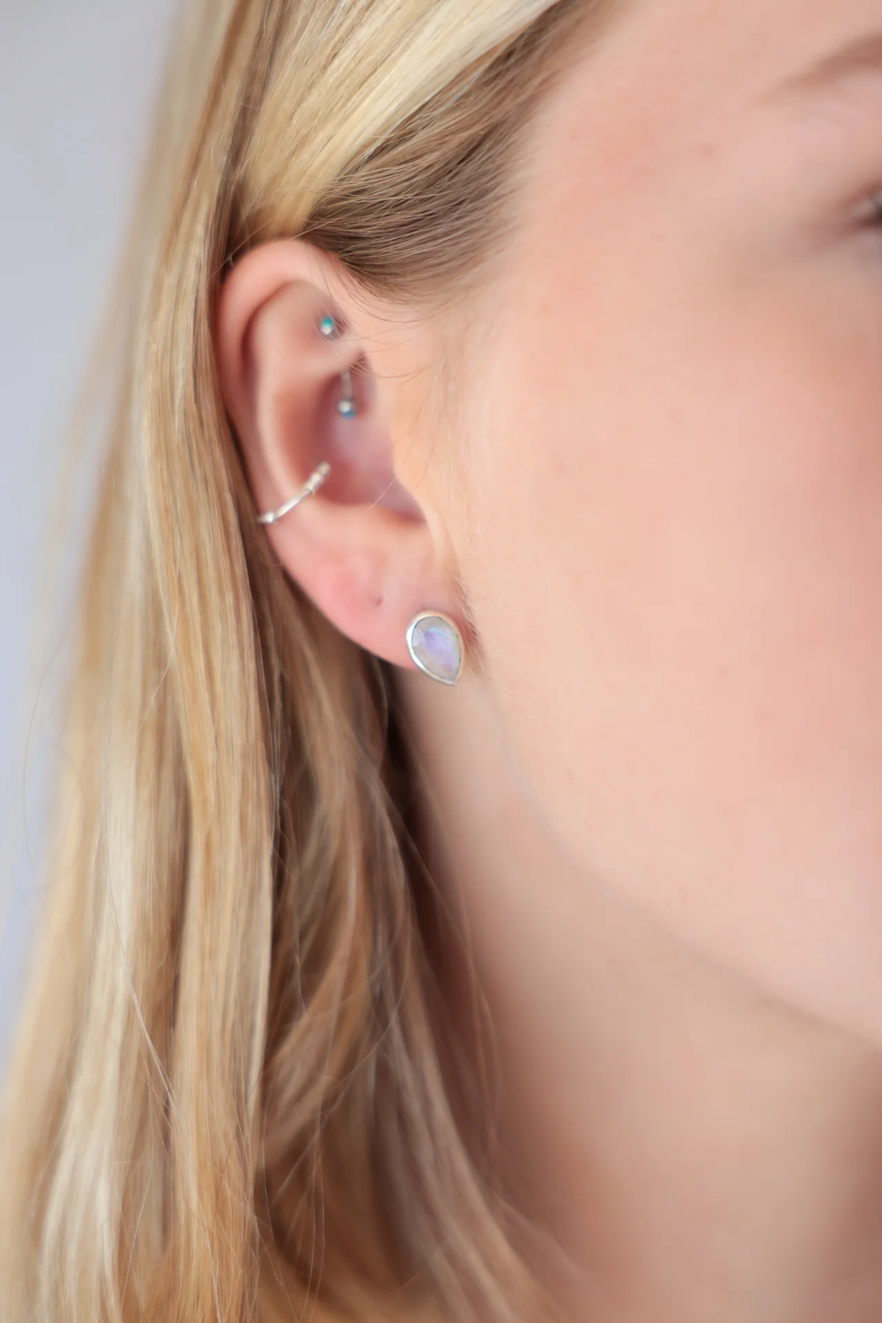 Rainbow Moonstone Tear Studs - Image 2