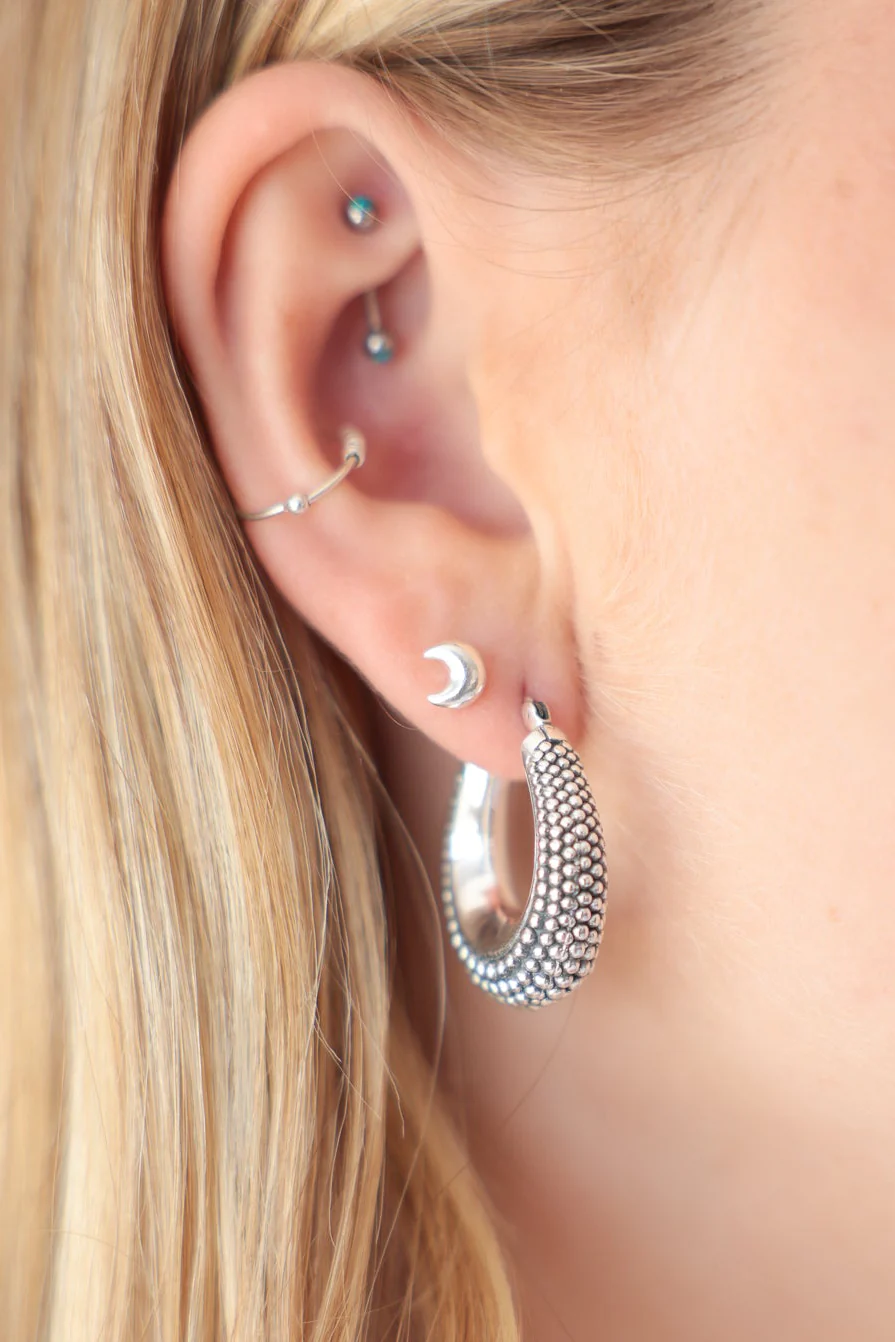 Tiny Crescent Moon Studs