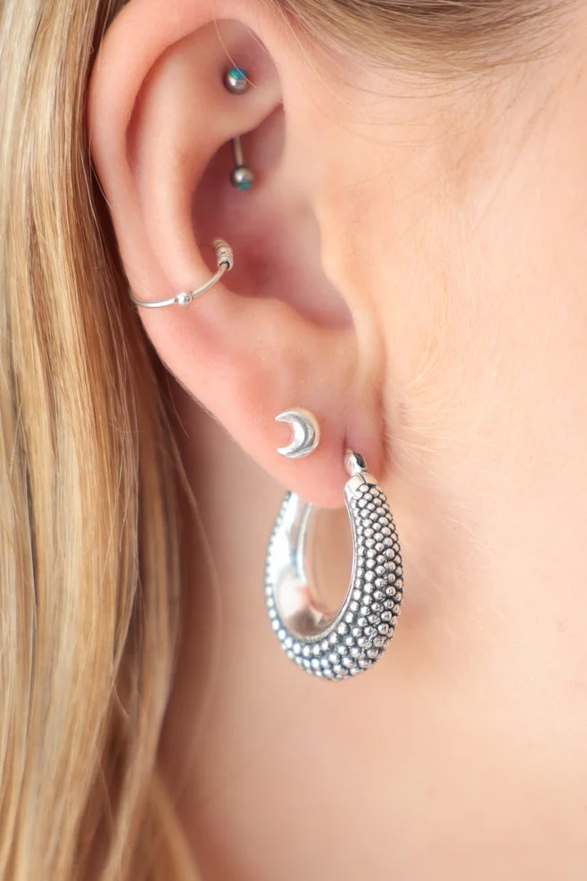 Tiny Crescent Moon Studs - Image 2